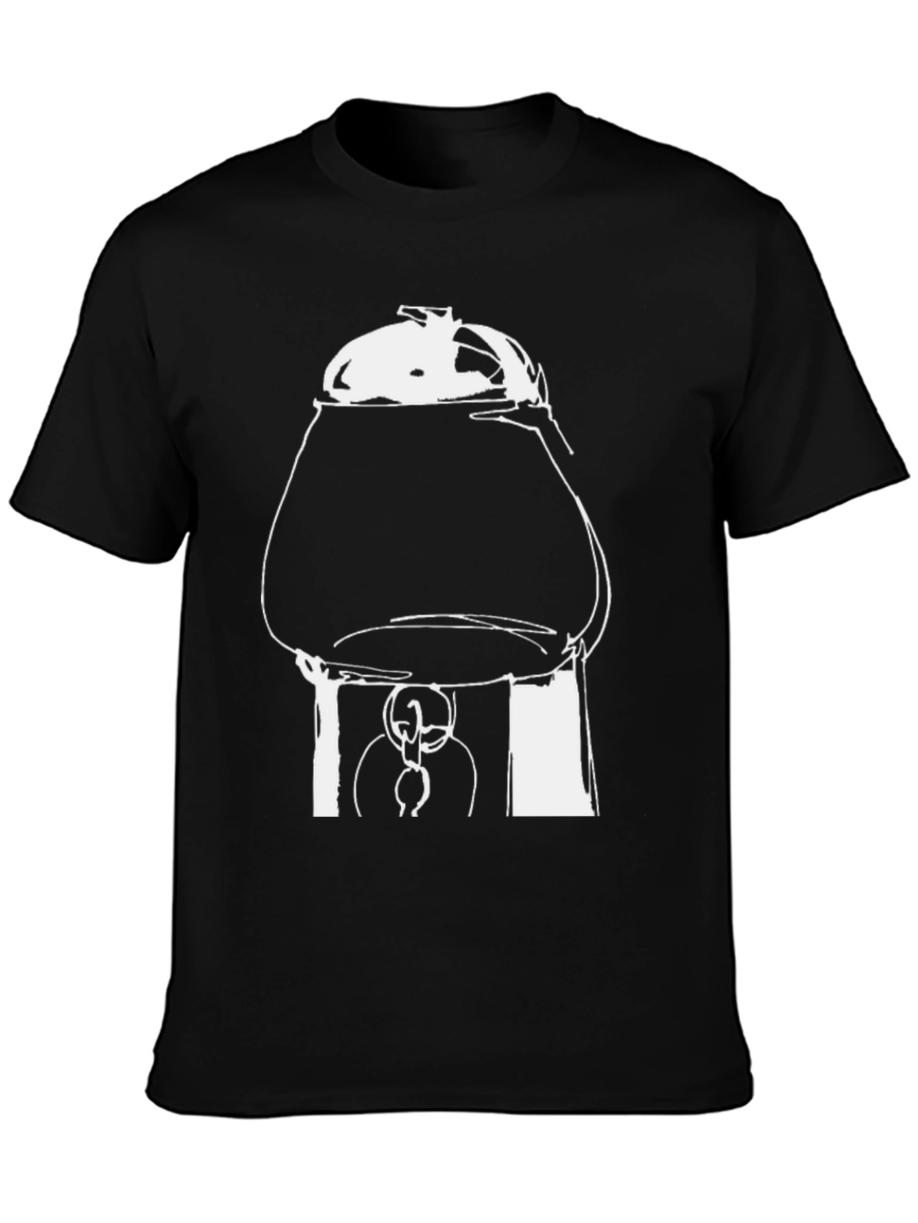 Black Unique Graphic Tee: Coffee Pot Illustration view 3
