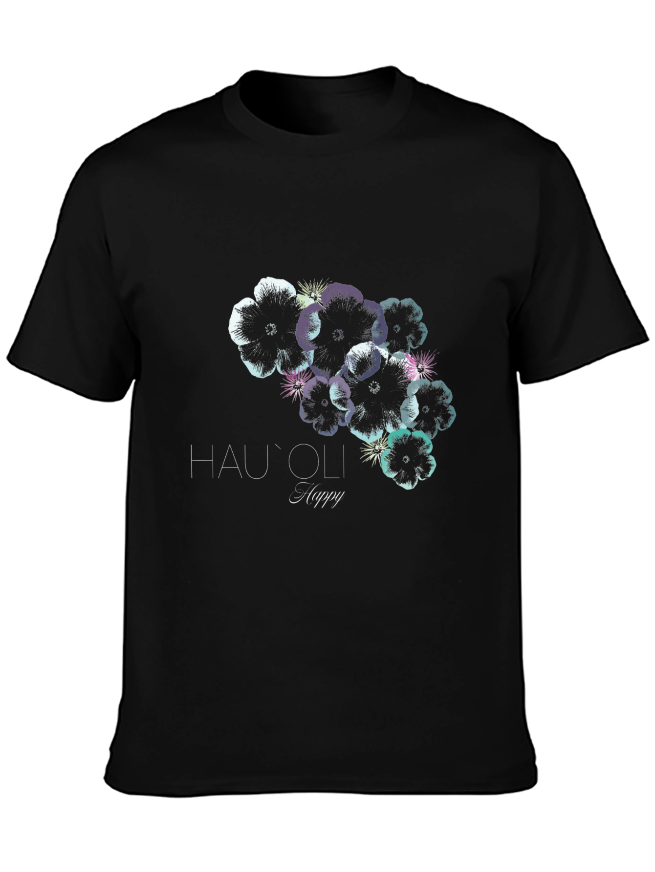 Black Hau'oli Happy Floral Print Black T-Shirt view 3