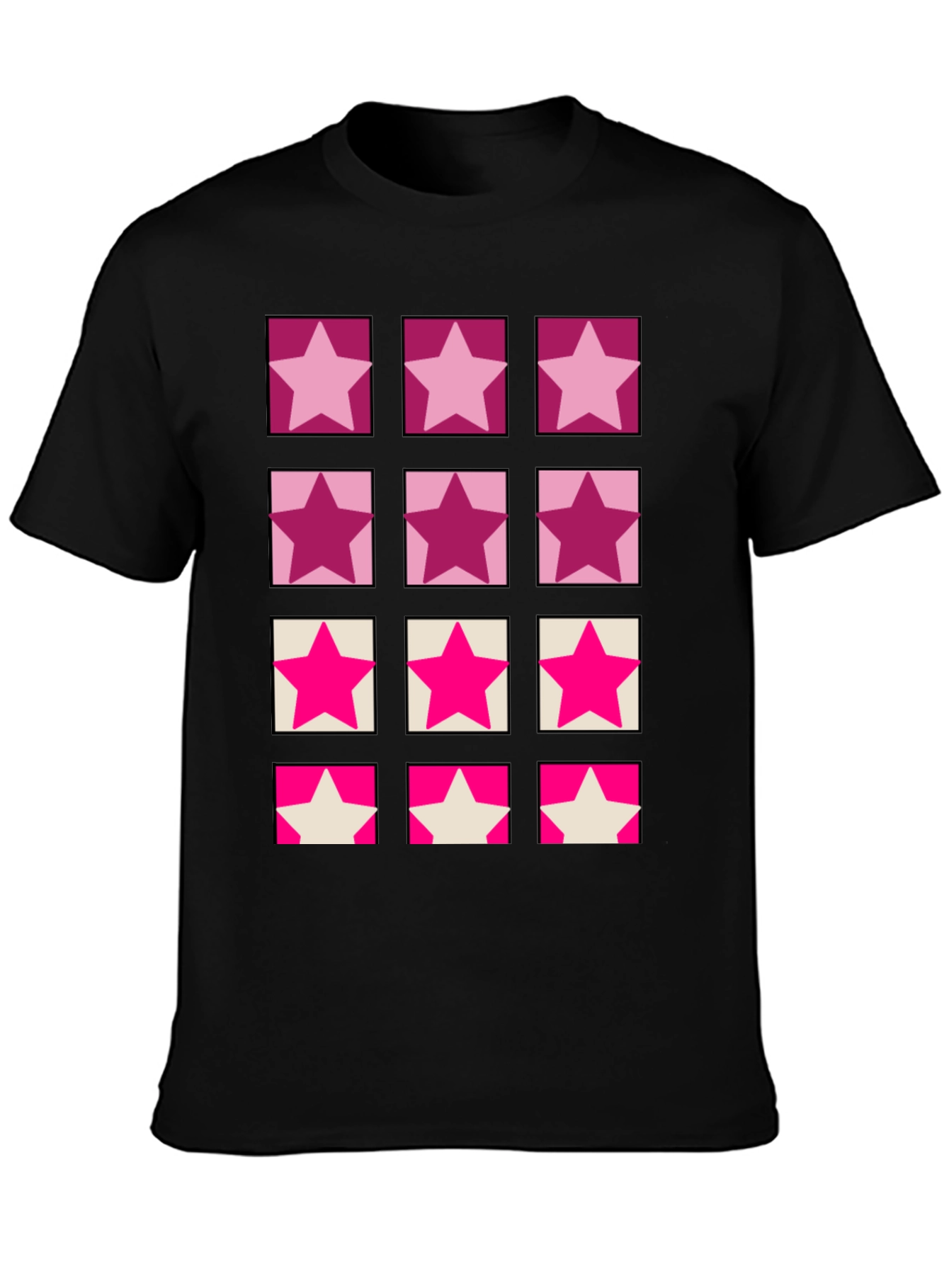 Black Star Pattern Crew Neck T-Shirt view 3