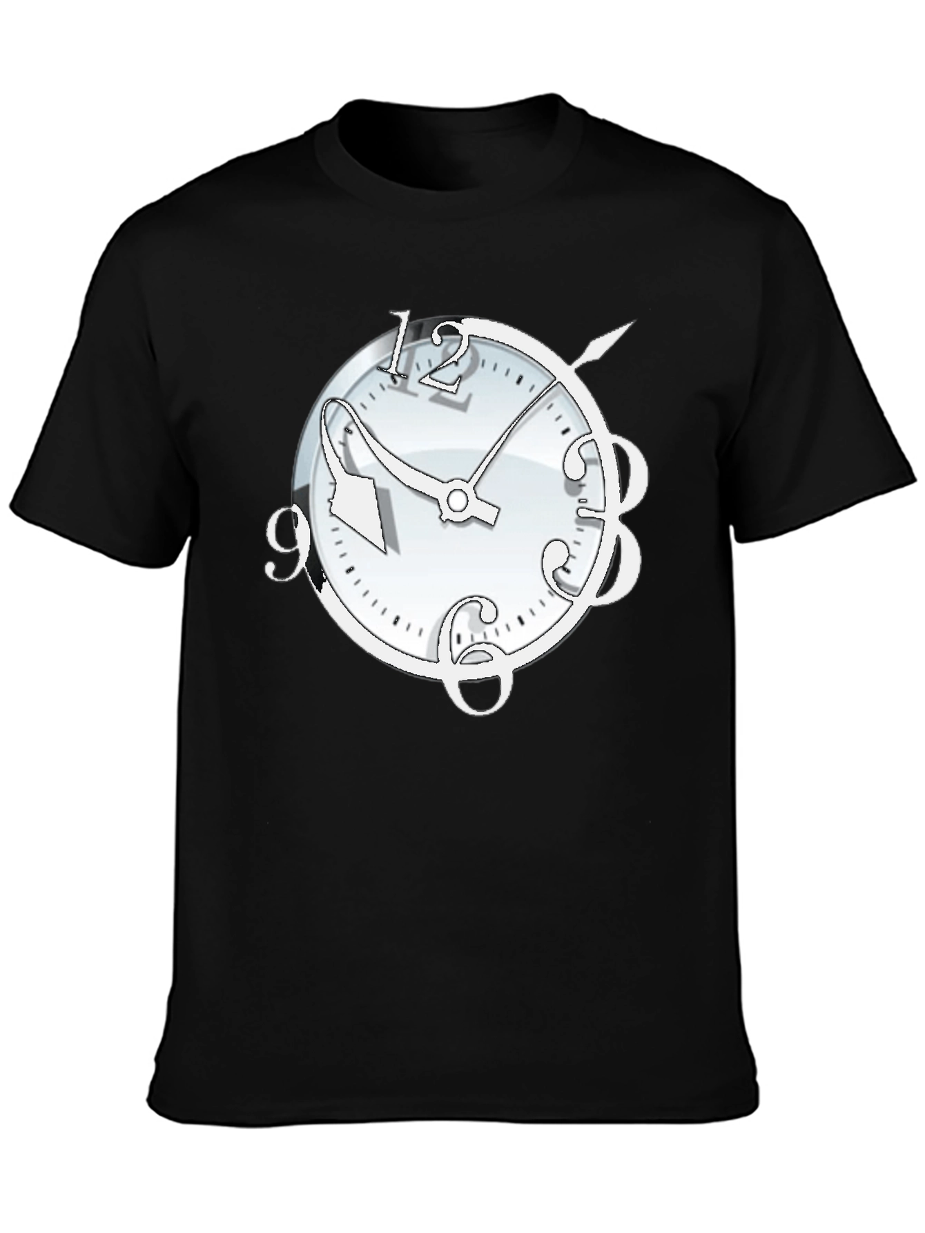 Black Surrealist Clock Graphic T-Shirt - Time Bender view 3