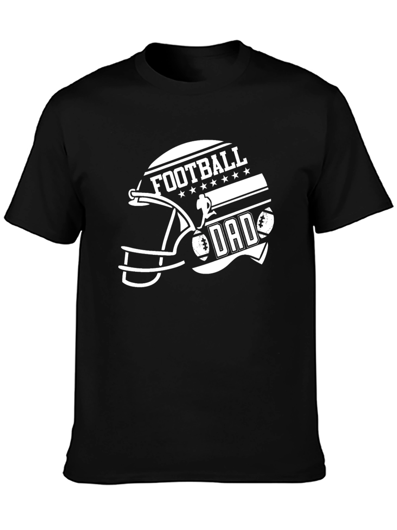 Black Football Dad Graphic Tee - Black Cotton T-Shirt view 3