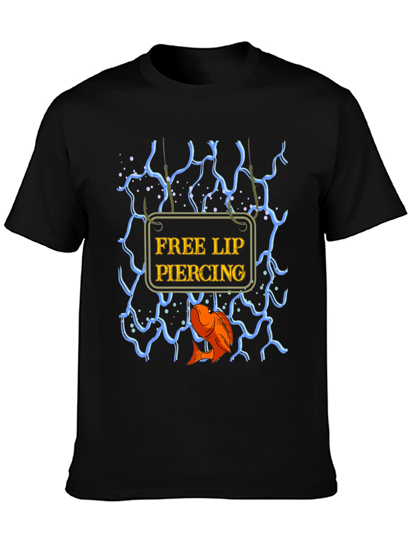 Black Free Lip Piercing Graphic T-Shirt view 3
