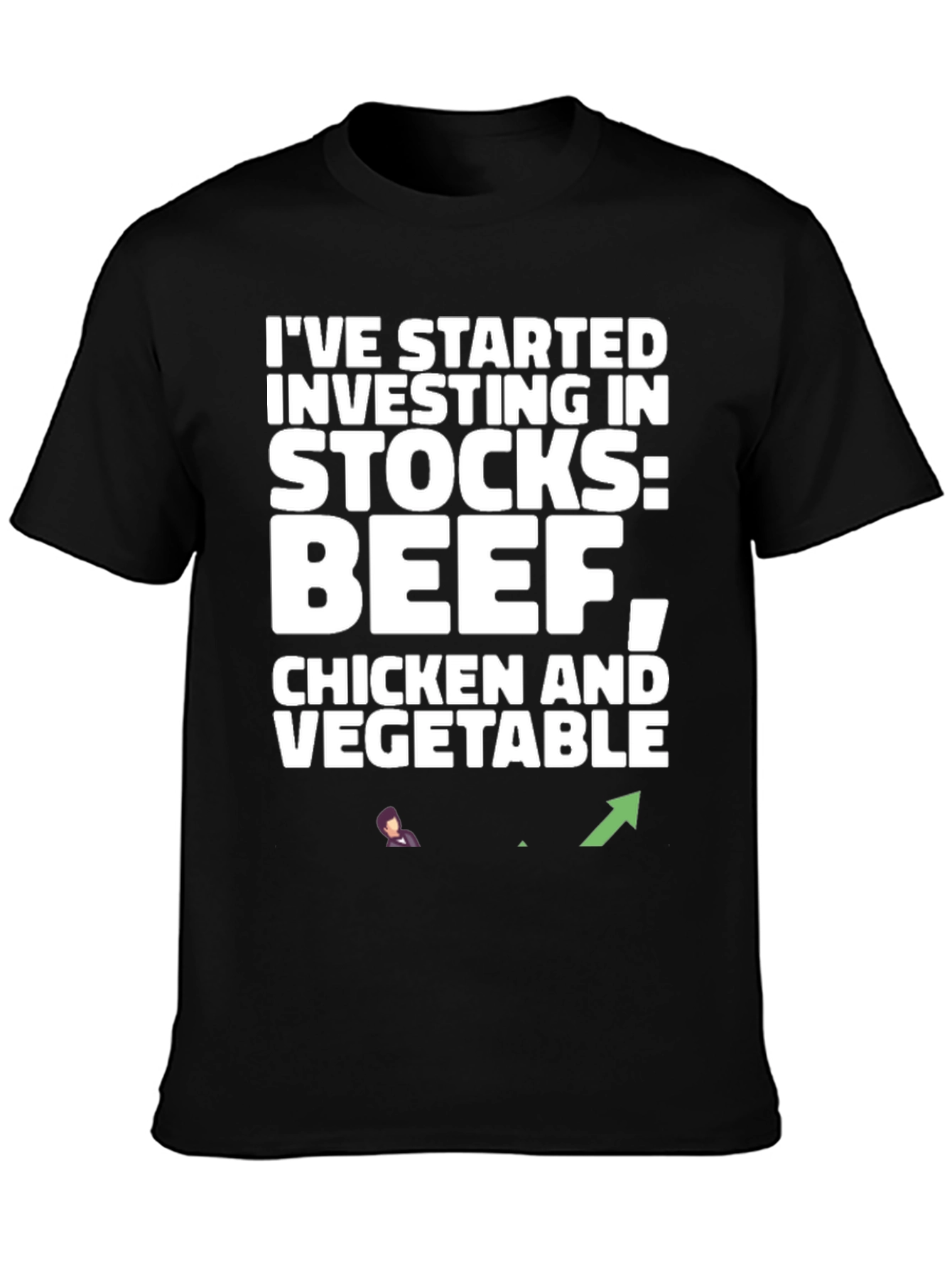 Black Funny Investing Stocks T-Shirt: Beef Chicken Vegetable view 3