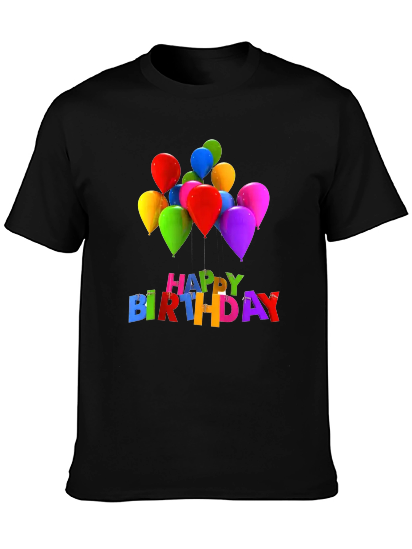 Black Happy Birthday Balloons Graphic Tee - Black view 3