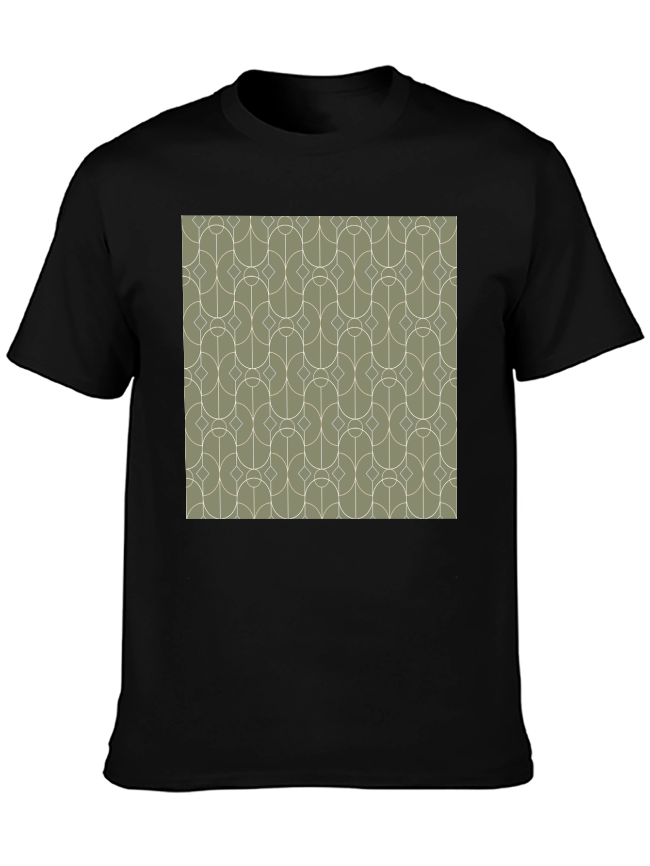 Black Retro Geometric Pattern Tee - Stylish Men's Black T-Shirt view 3