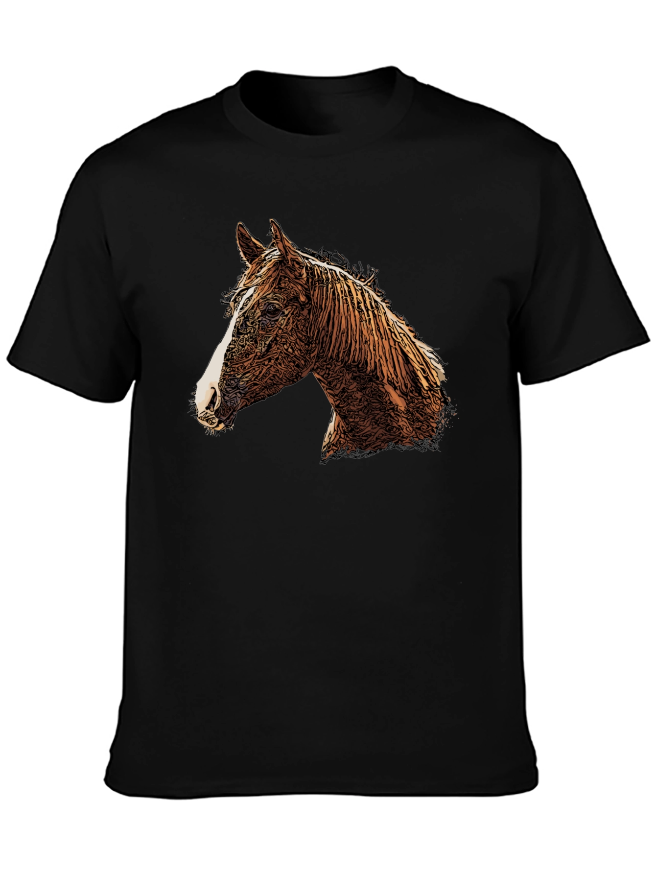 Black Horse Graphic Print Crew Neck T-Shirt view 3