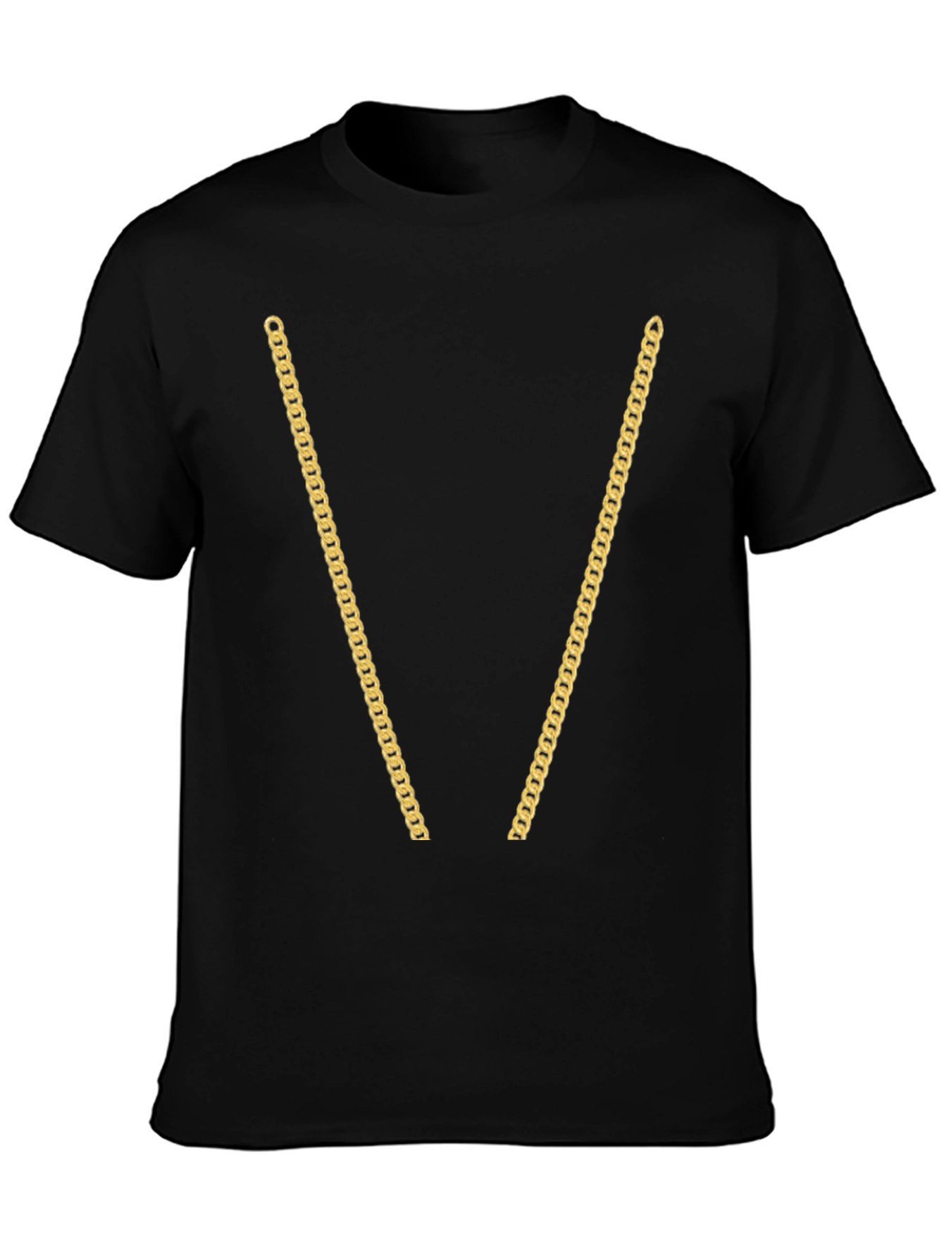 Black Gold Chain Print Black T-Shirt view 3