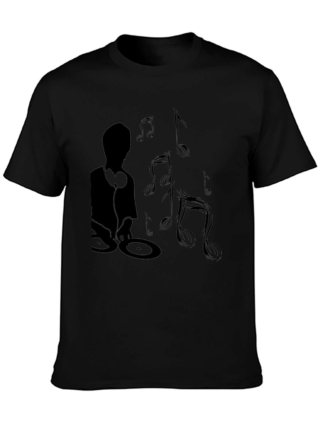 Black DJ Music Graphic Tee - Black Cotton Shirt view 3