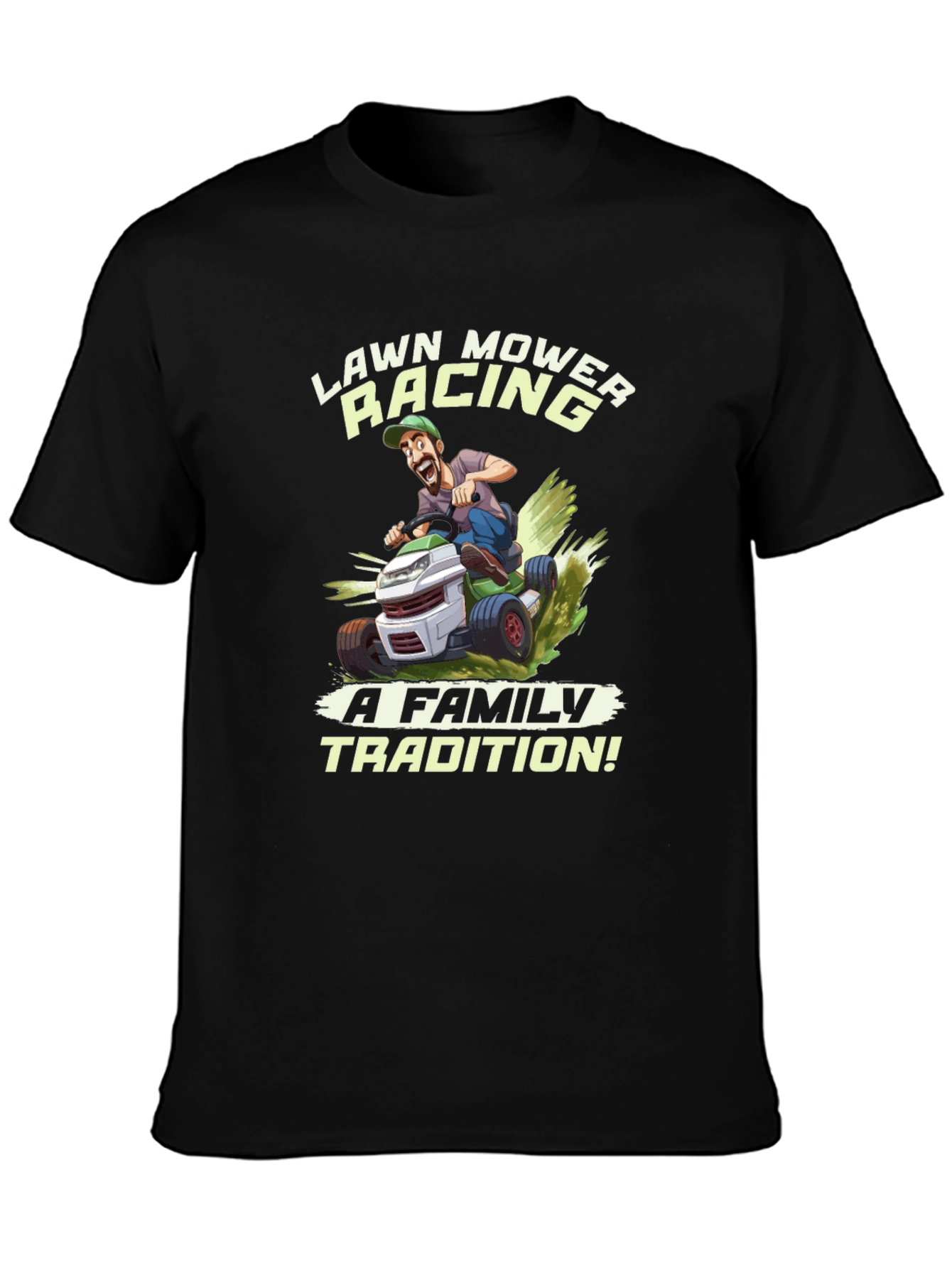 Black Lawn Mower Racing T-Shirt - Family Tradition Tee view 3