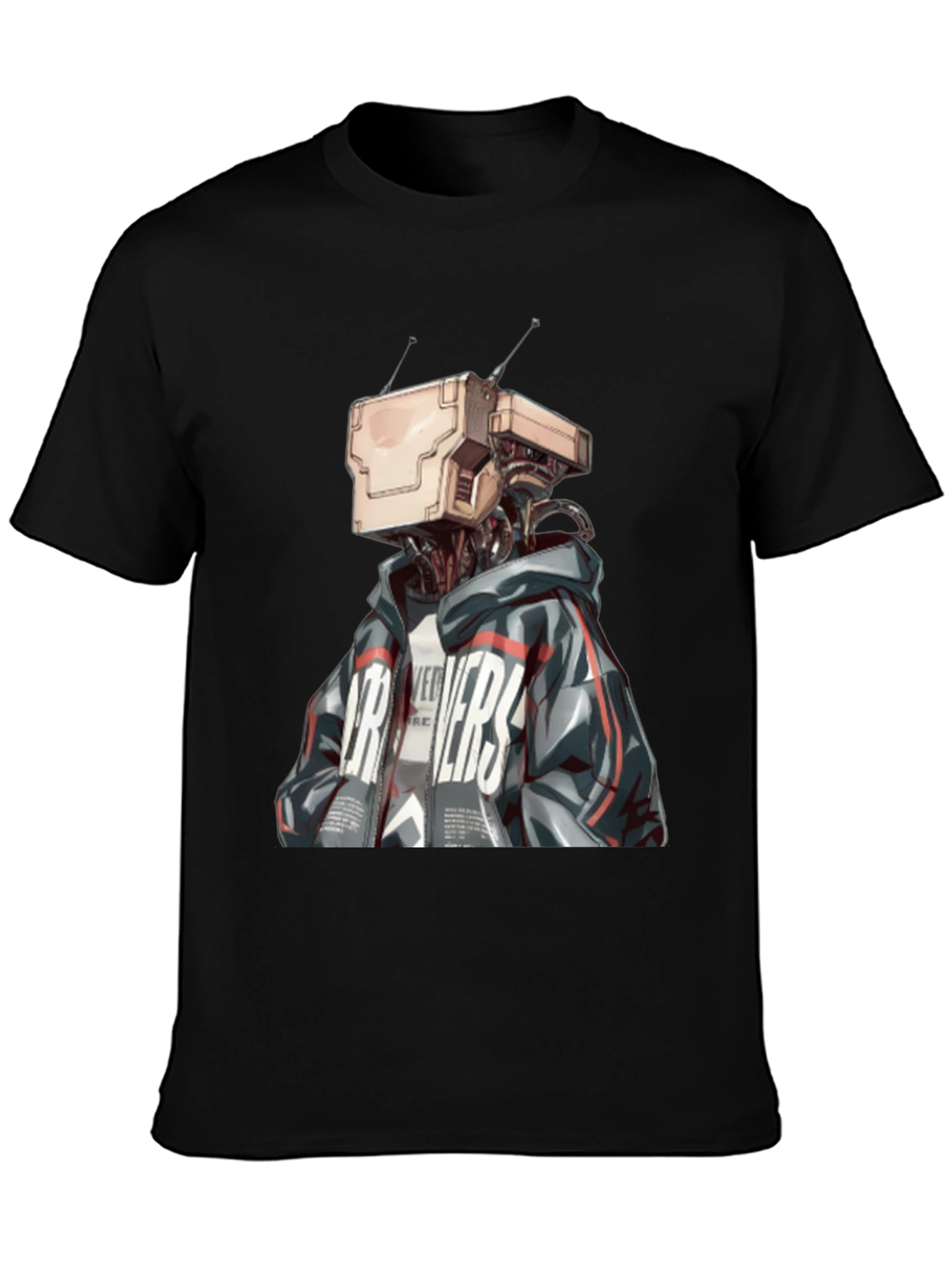 Black Robot Head Graphic Black T-Shirt view 3