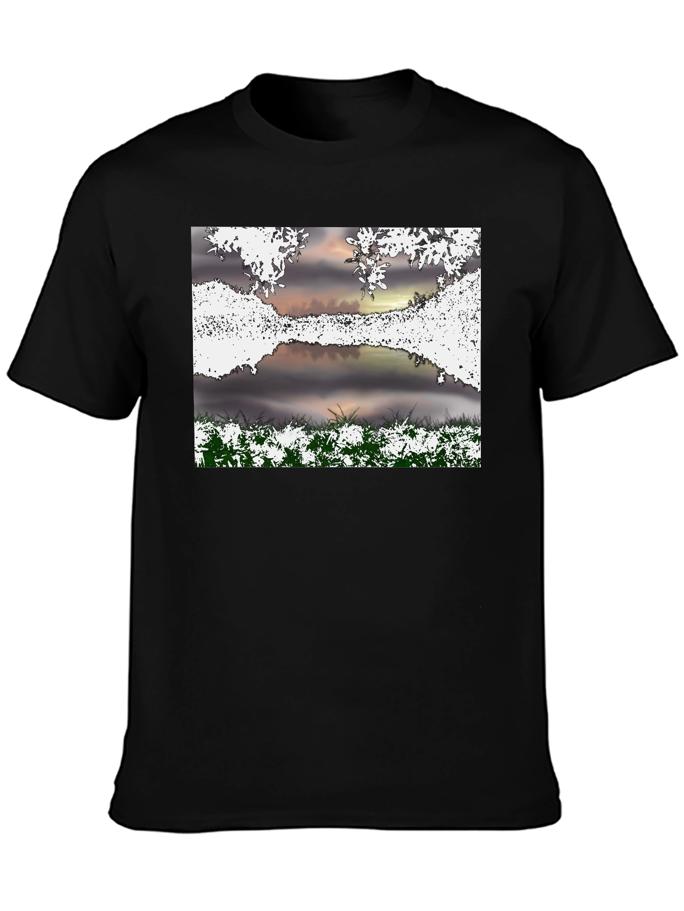 Black Nature Scene Graphic T-Shirt view 3