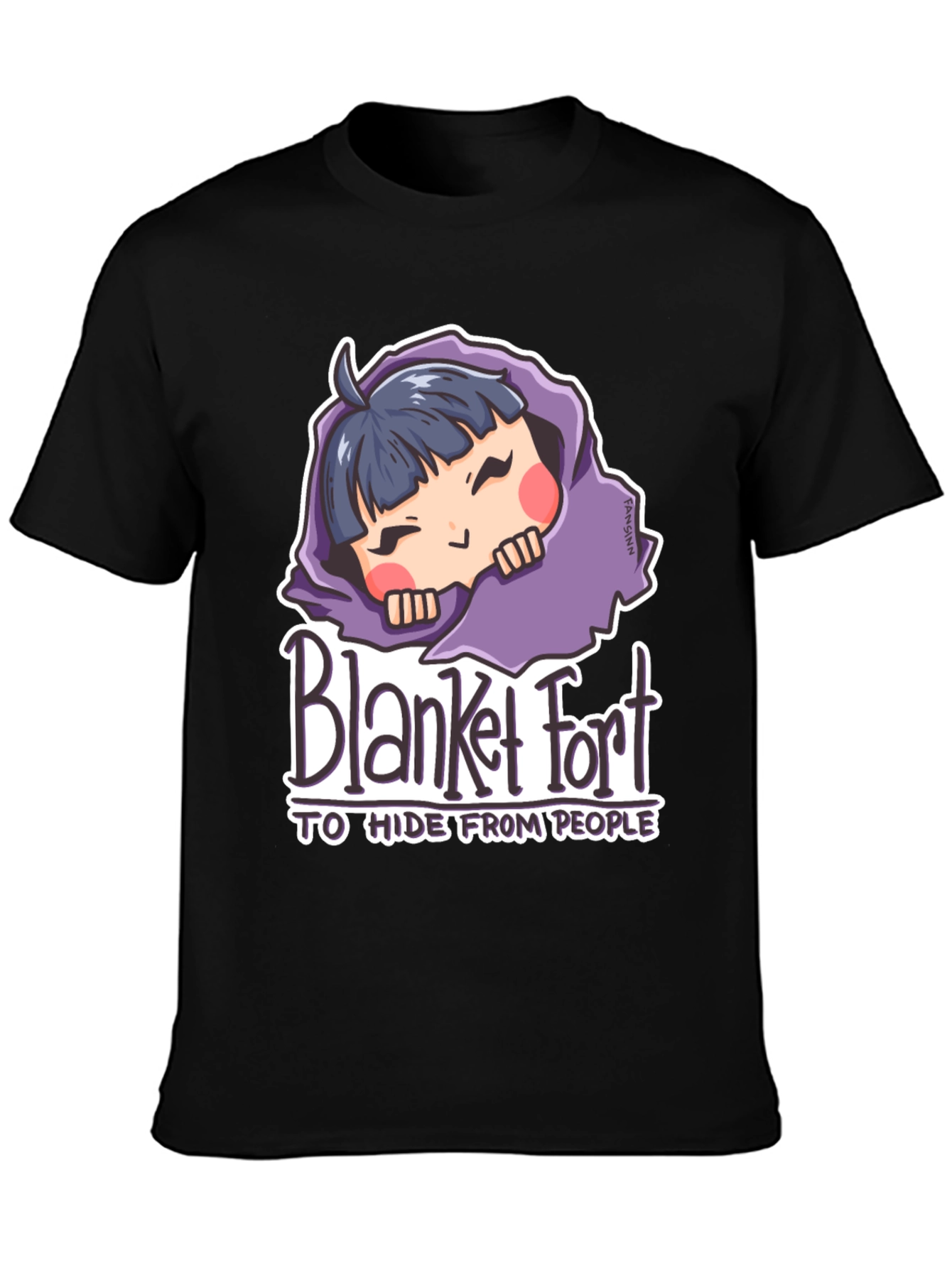 Black Blanket Fort T-Shirt: Hide From People Comfortably view 3