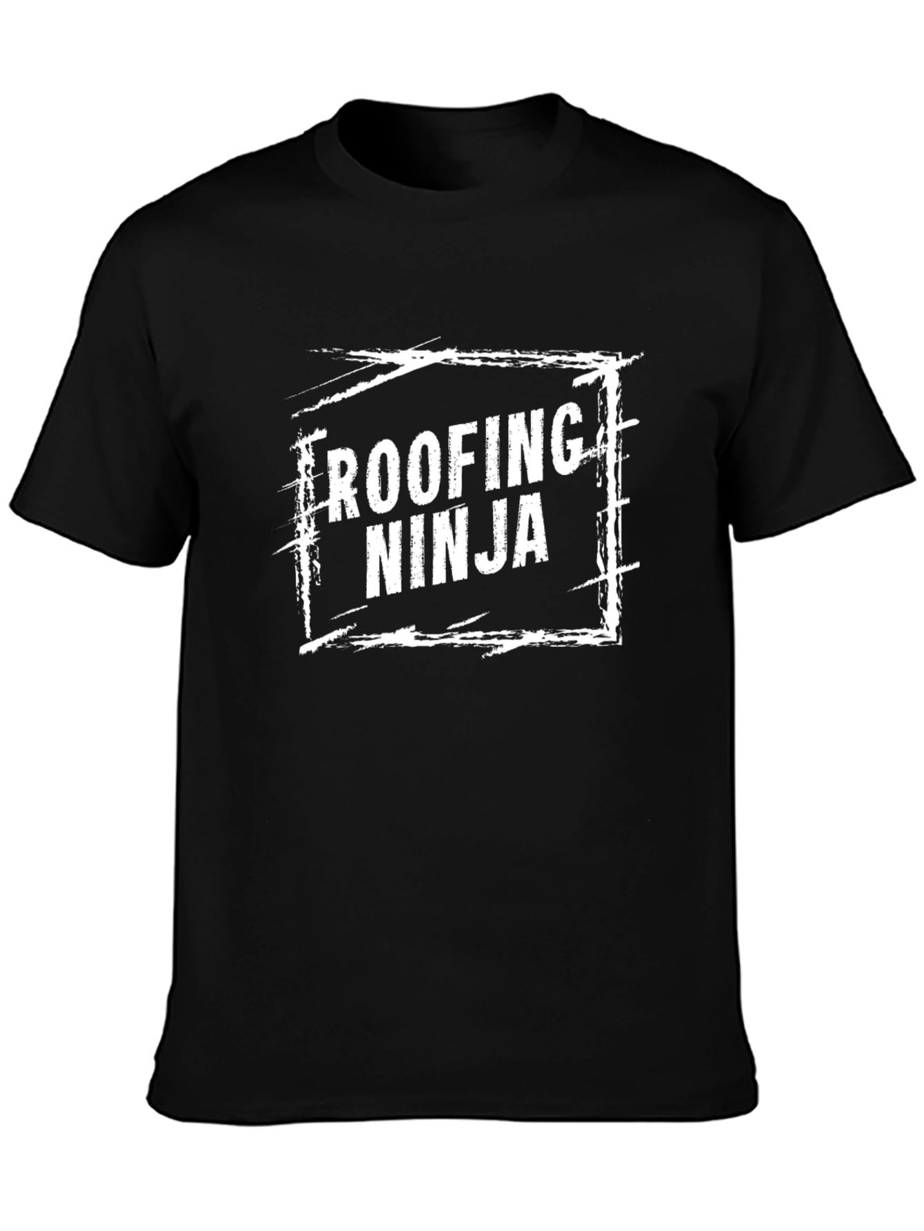 Black Roofing Ninja Graphic T-Shirt - Black Crew Neck Tee view 3