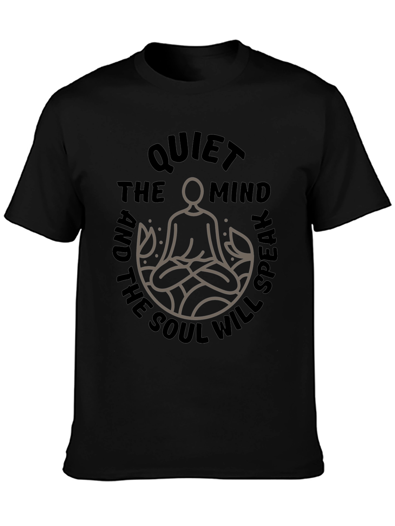 Black Quiet Mind Soul Speak Graphic Tee - Zen Meditation Shirt view 3