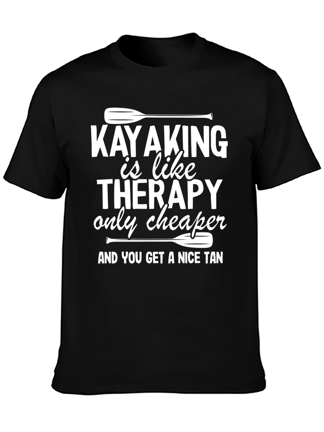 Black Kayaking Therapy T-Shirt - Nice Tan Guaranteed! view 3