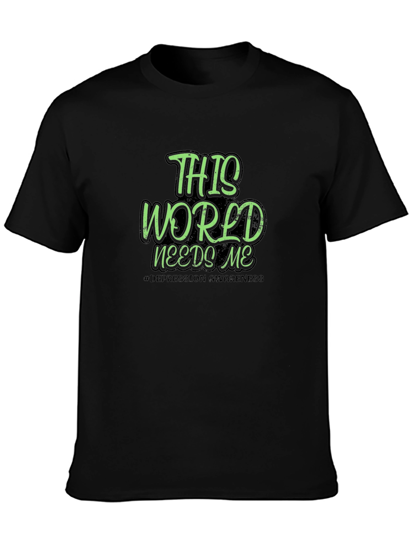 Black This World Needs Me T-Shirt - Depression Awareness Tee view 3