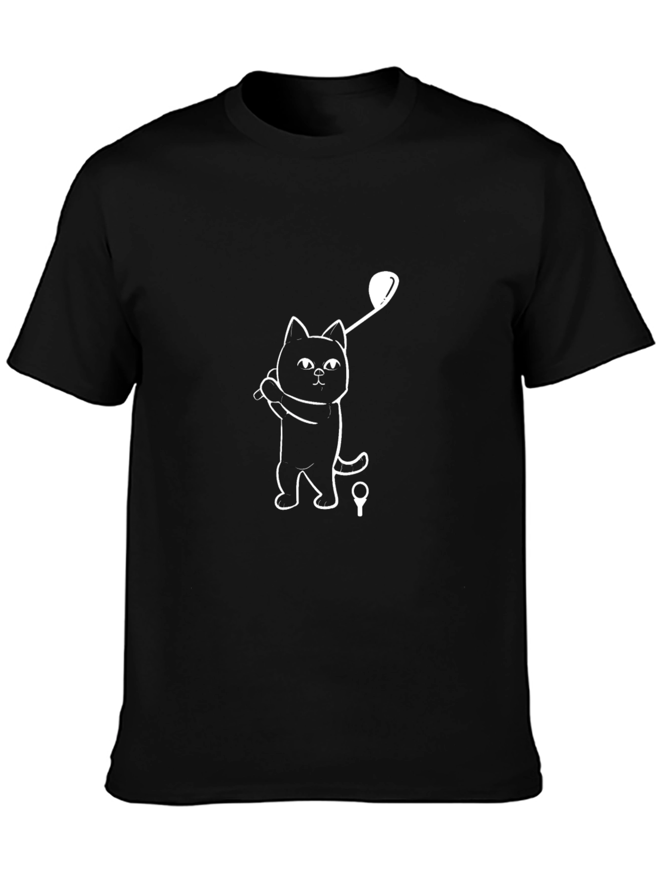 Black Cat Golfing Graphic Tee - Black Cotton T-Shirt view 3