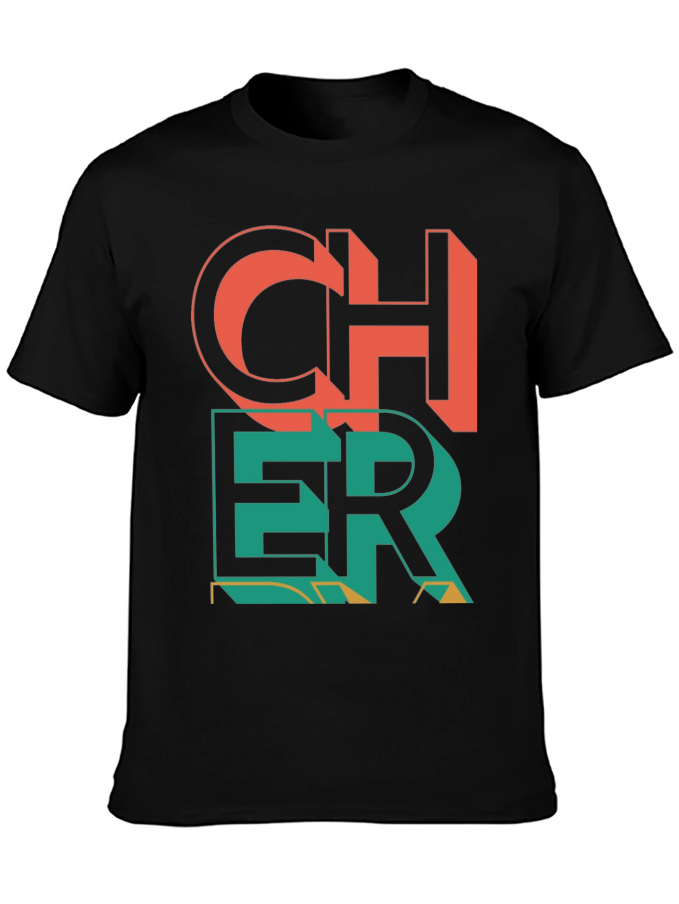 Black Cheer Graphic Print Crew Neck T-Shirt view 3