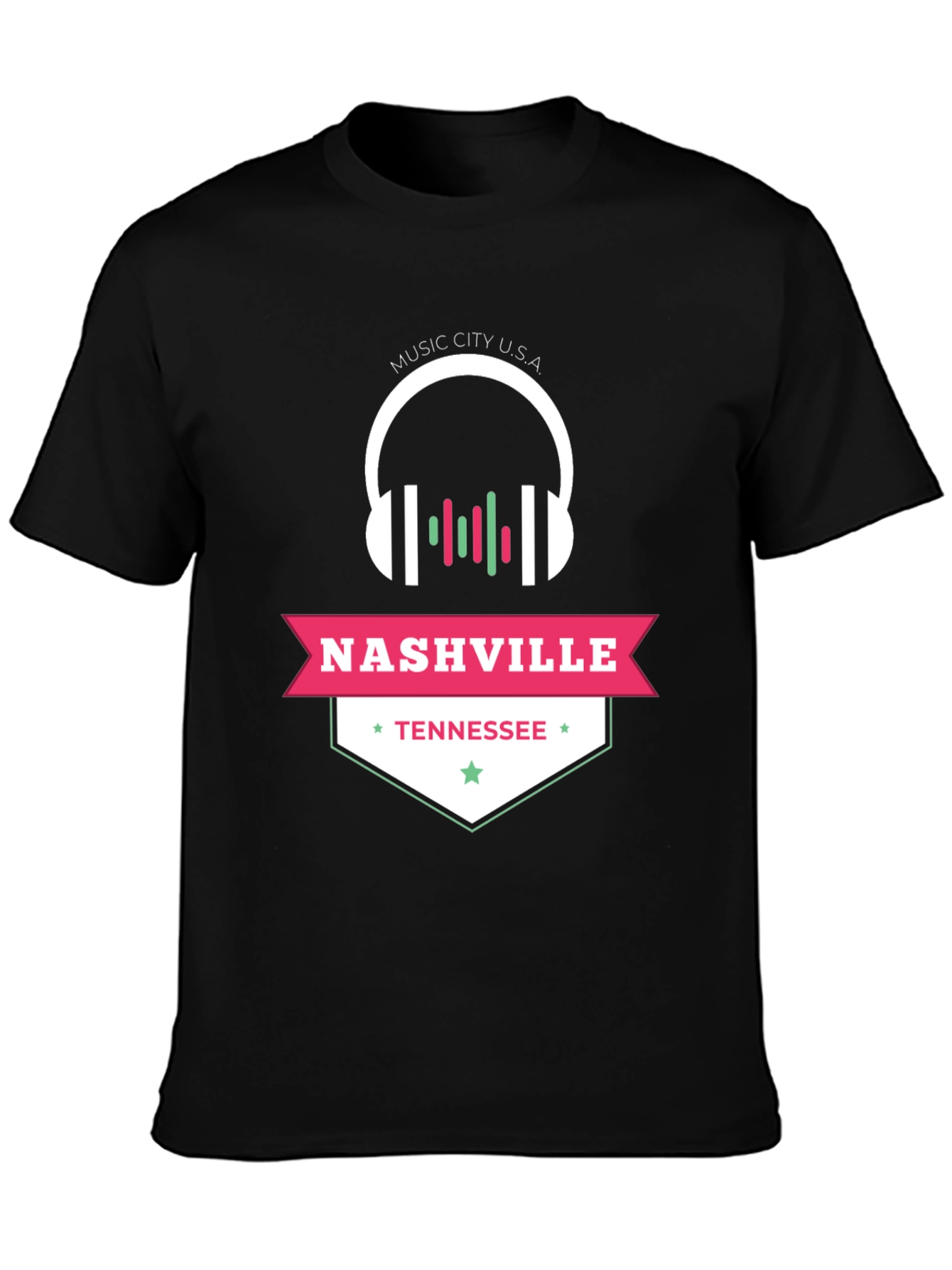 Black Nashville Tennessee Music City USA Graphic Tee view 3