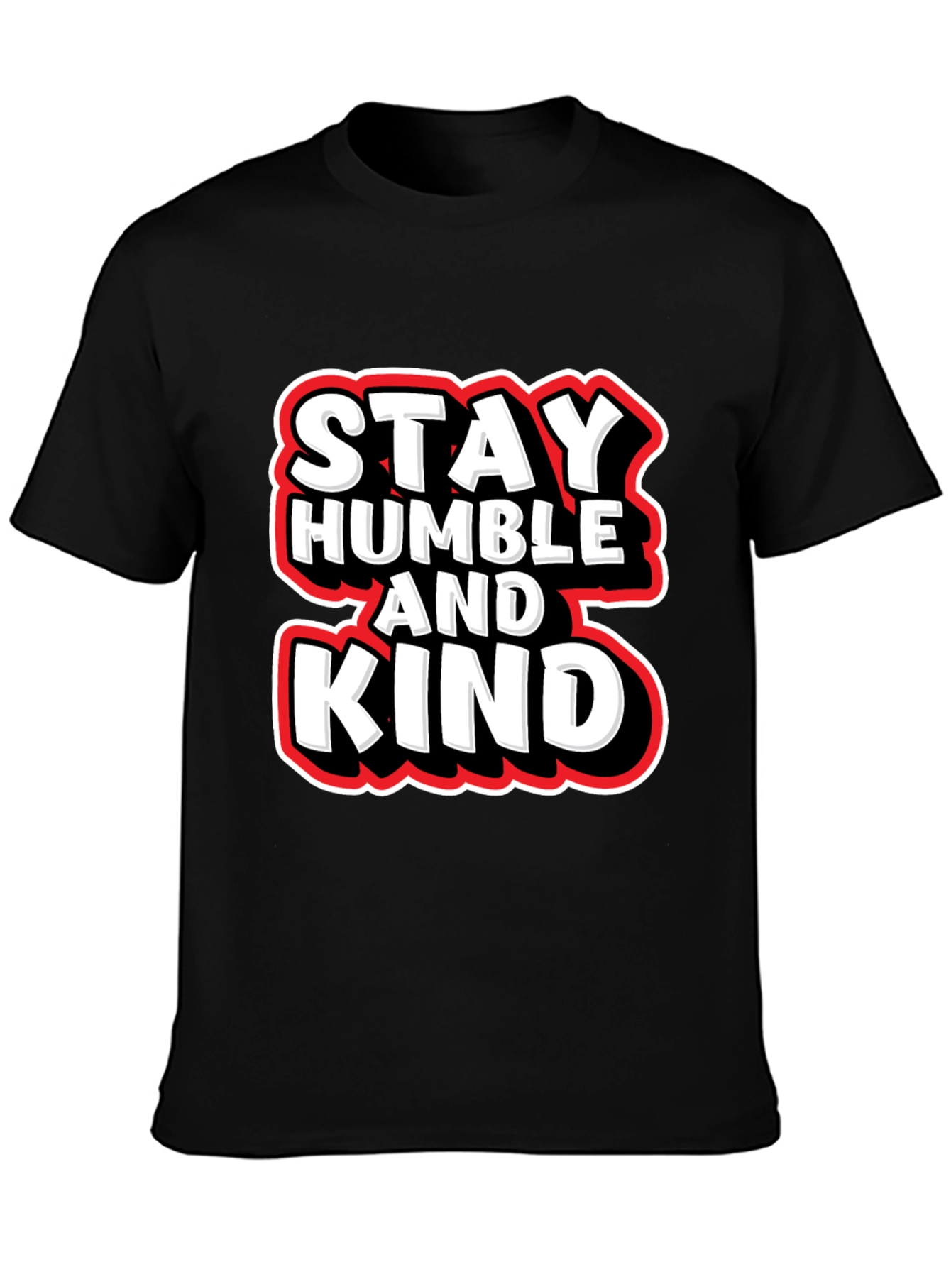 Black Stay Humble & Kind Graphic Tee - Casual Black T-Shirt view 3