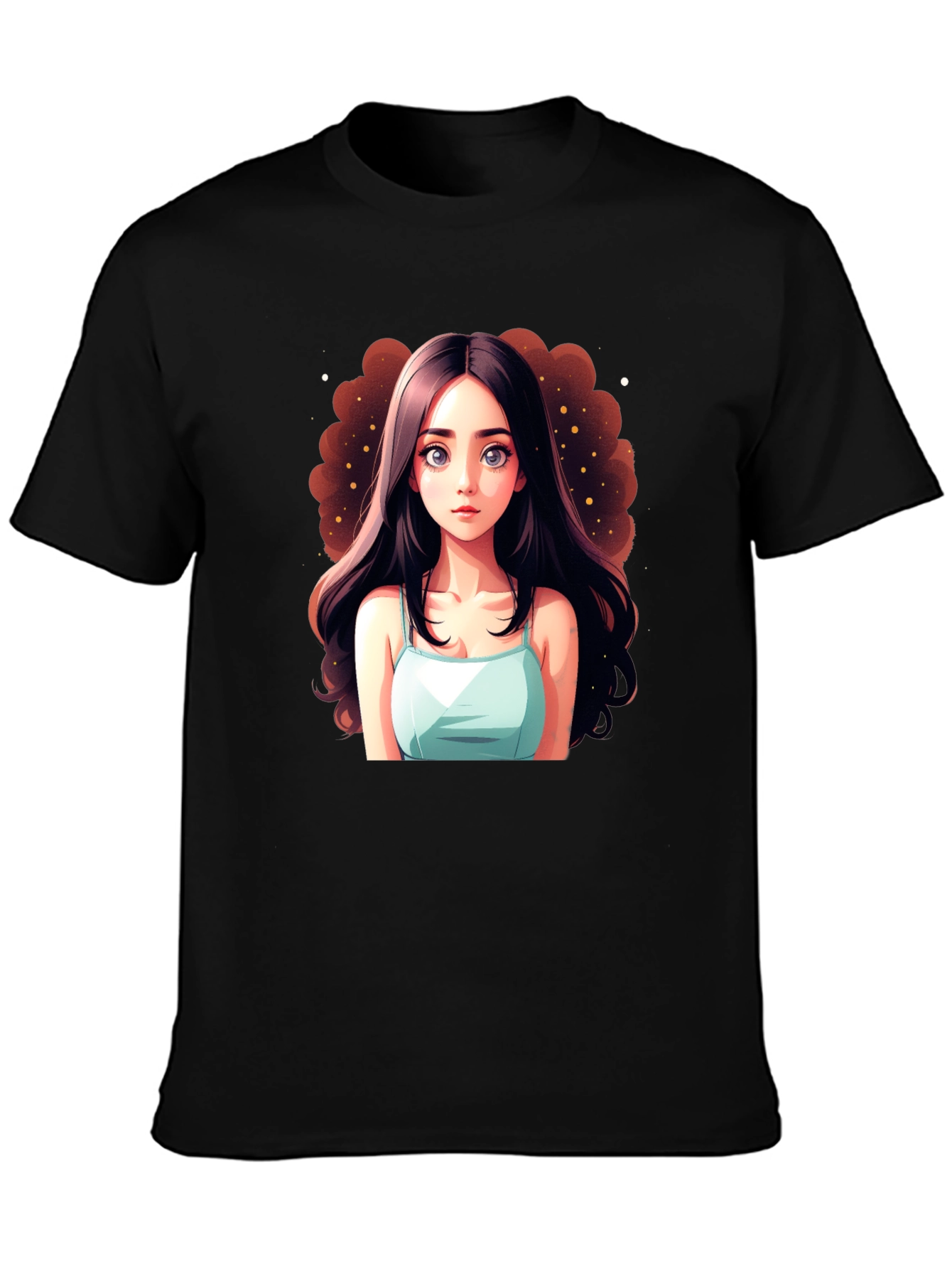Black Anime Girl Graphic Black T-Shirt view 3