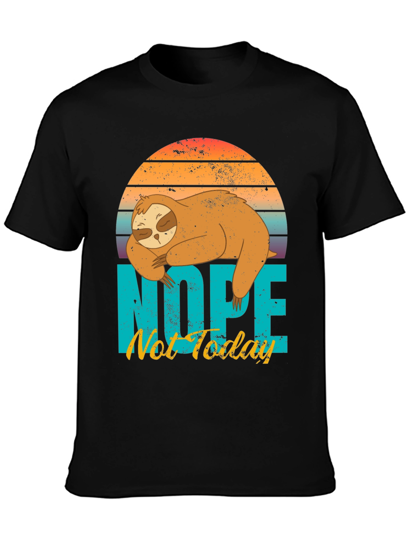 Black Nope Not Today Sloth Graphic T-Shirt view 3