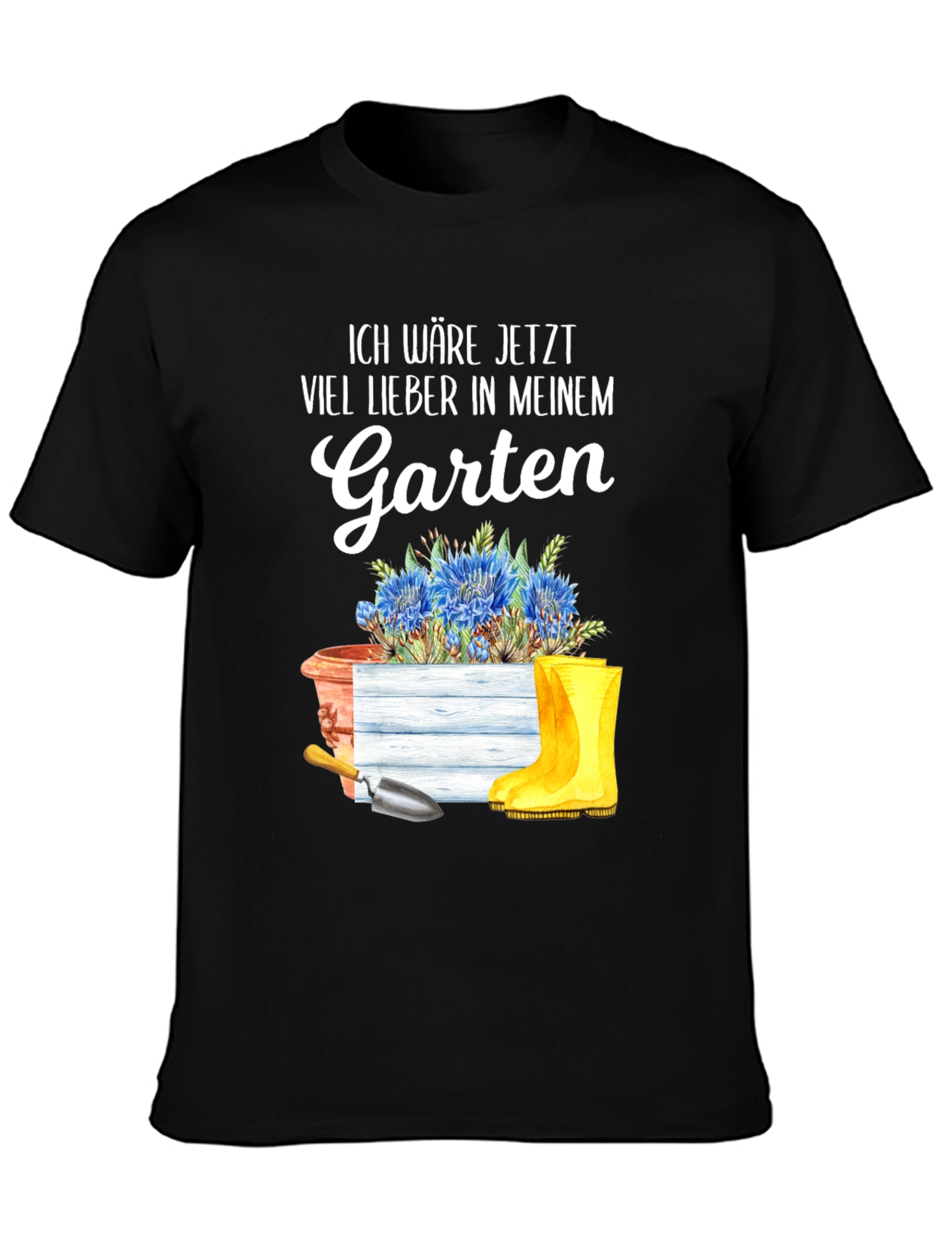 Black Gardening Enthusiast T-Shirt - "I'd Rather Be In My Garden" view 3
