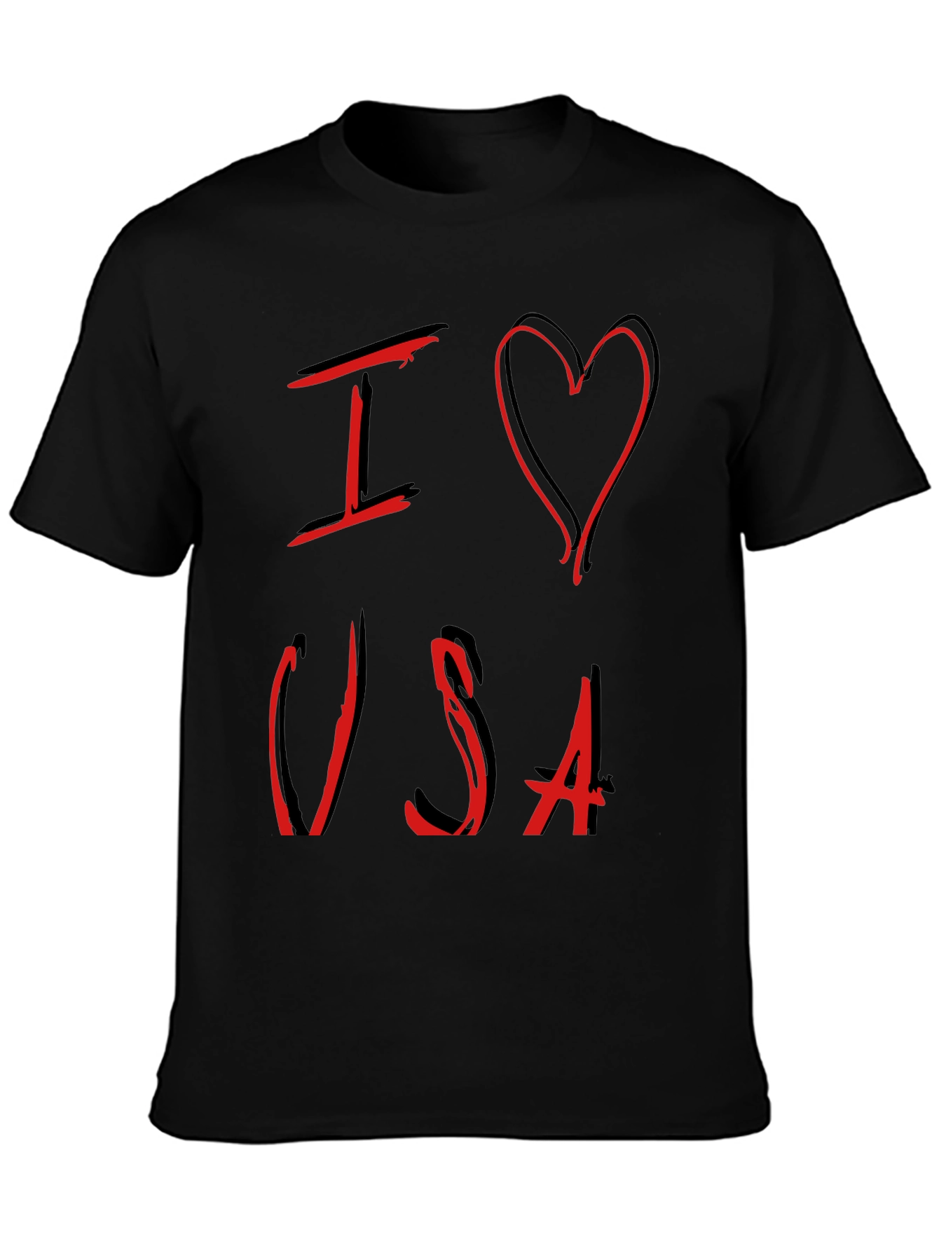 Black I Love USA Graphic Tee - Patriotic Design view 3