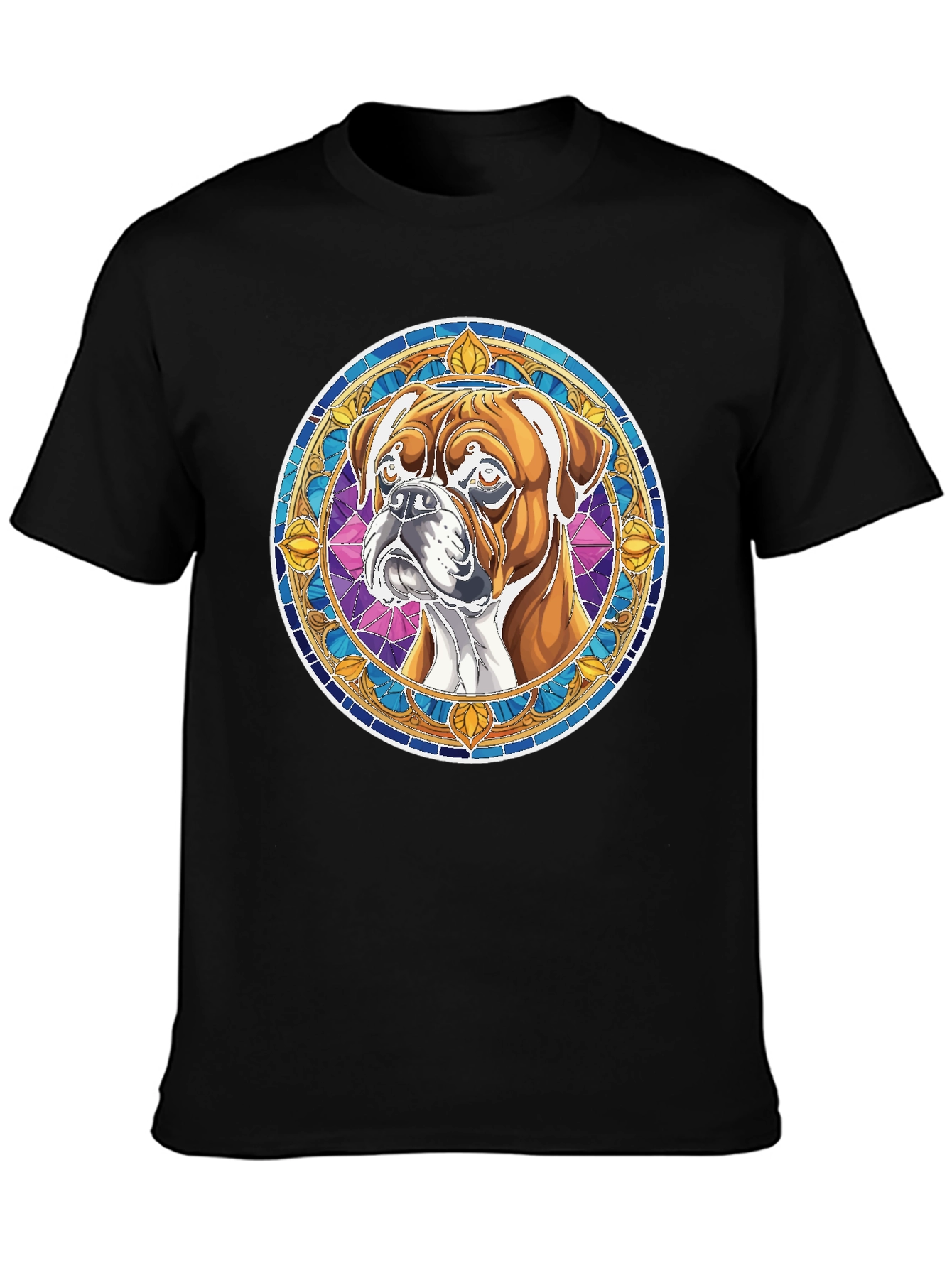 Boxer Dog Stained Glass Style Graphic Tee - 3