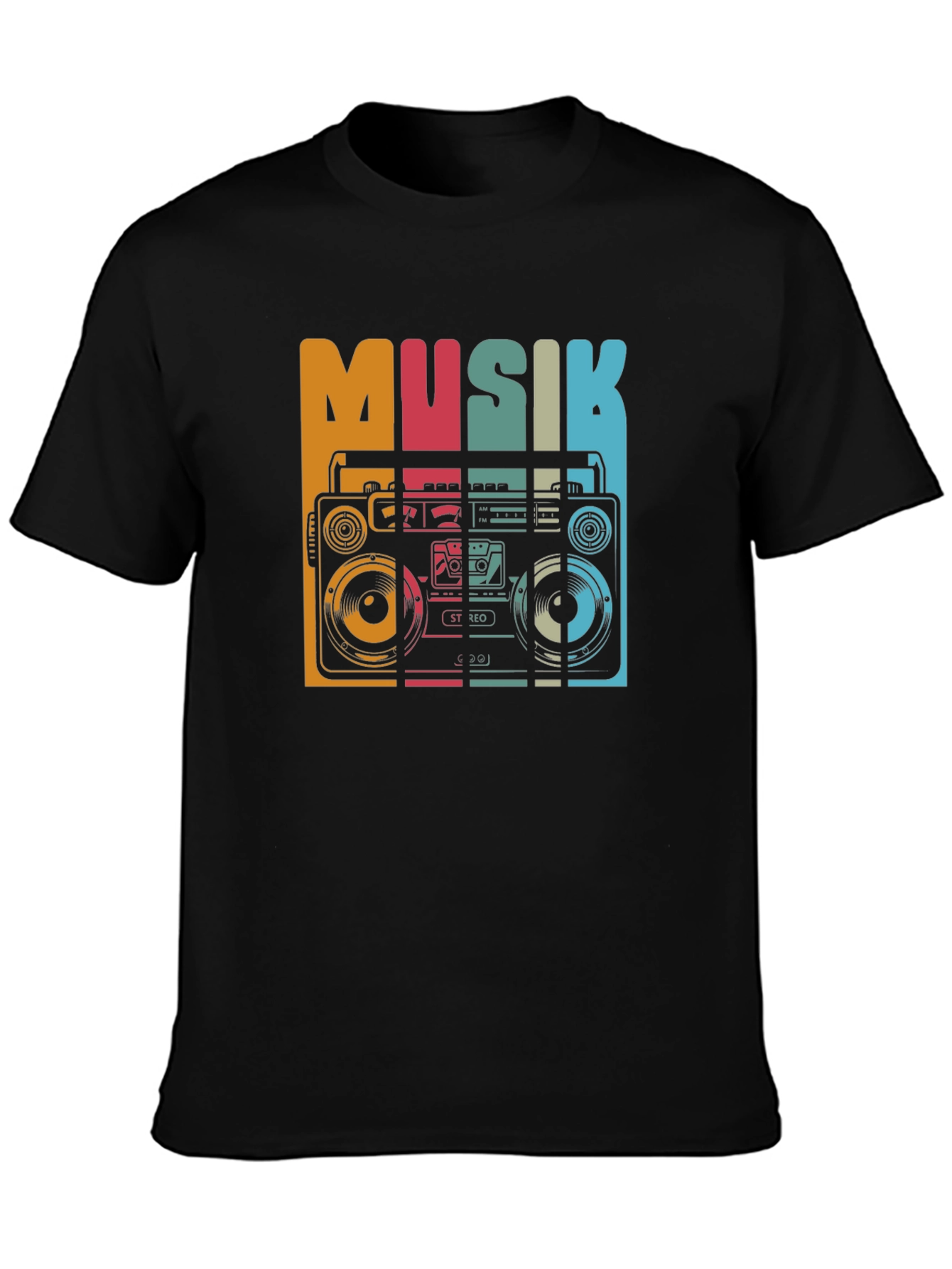 Black Retro Musik Boombox Graphic Tee view 3