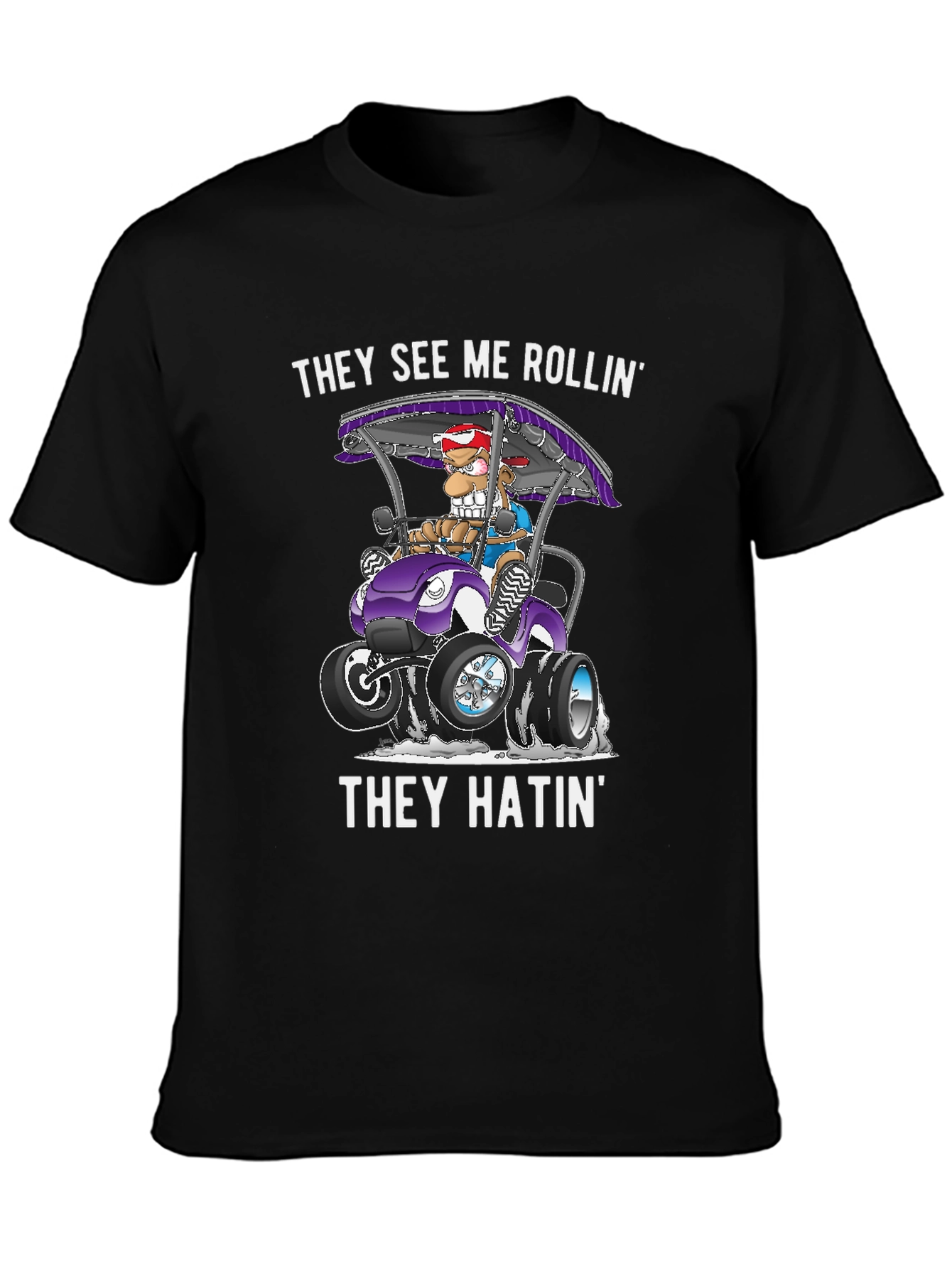Black They See Me Rollin' T-Shirt view 3