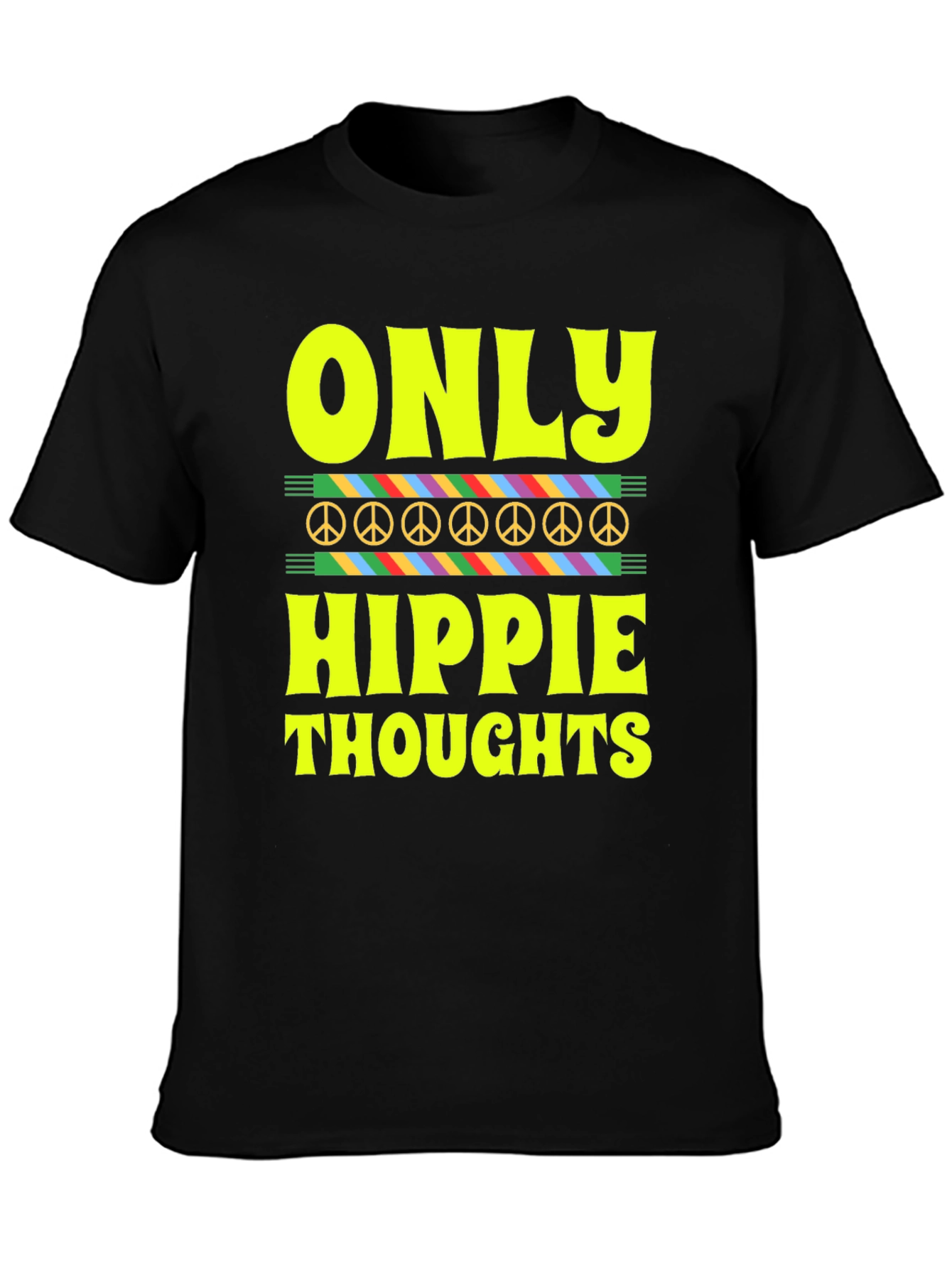 Black Only Hippie Thoughts Graphic T-Shirt view 3