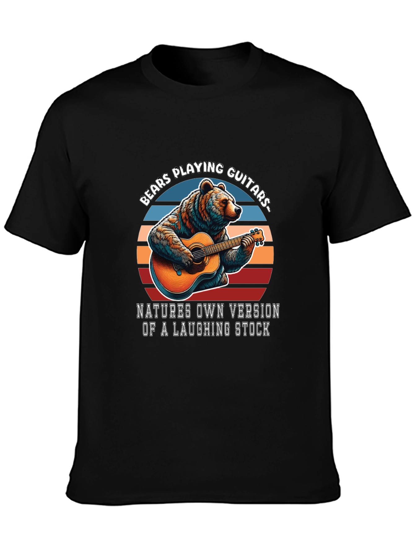 Black Bears Playing Guitars Graphic T-Shirt view 3
