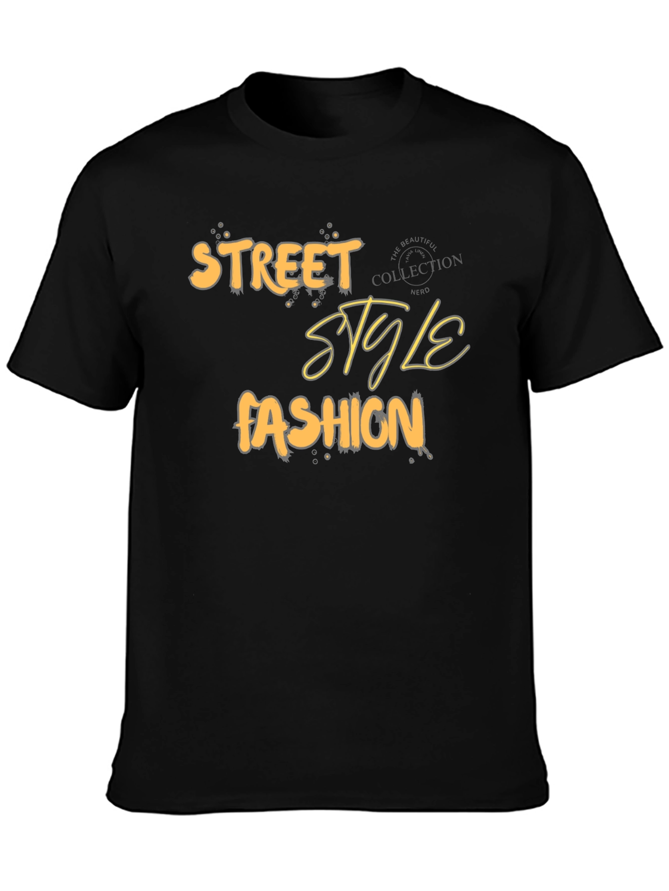 Black Street Style Fashion Graphic T-Shirt view 3