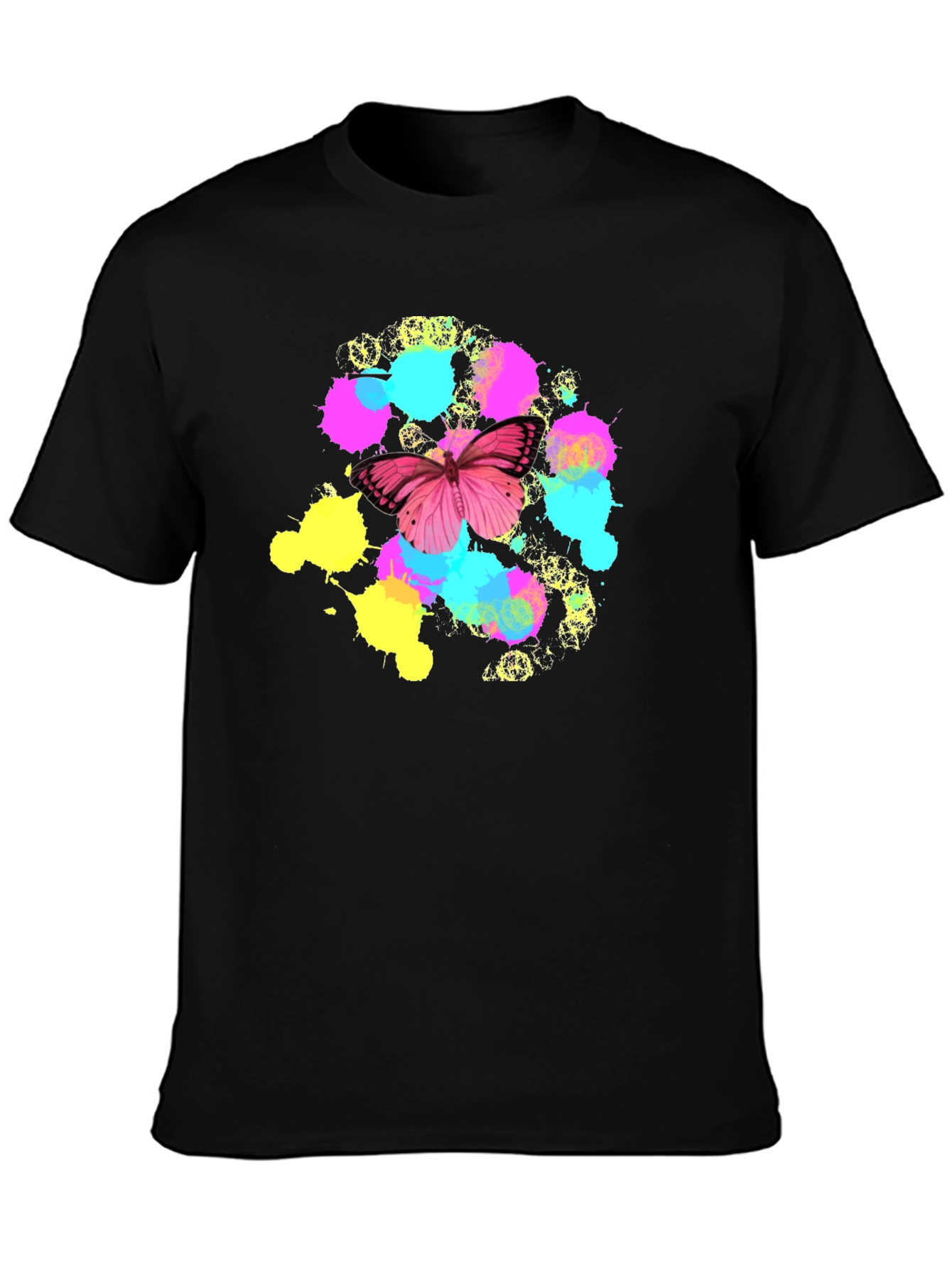 Black Butterfly Splatter T-Shirt - Vibrant Graphic Tee view 3