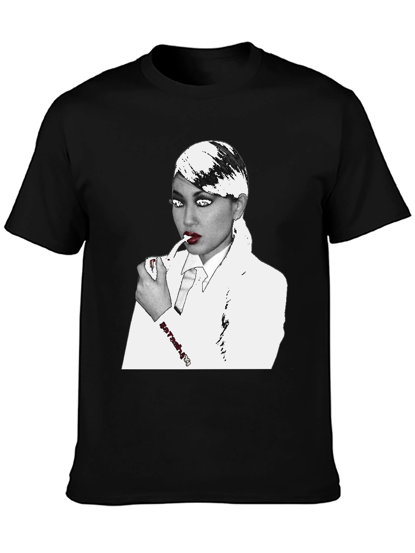 Black Edgy Woman in Suit Black T-Shirt view 3