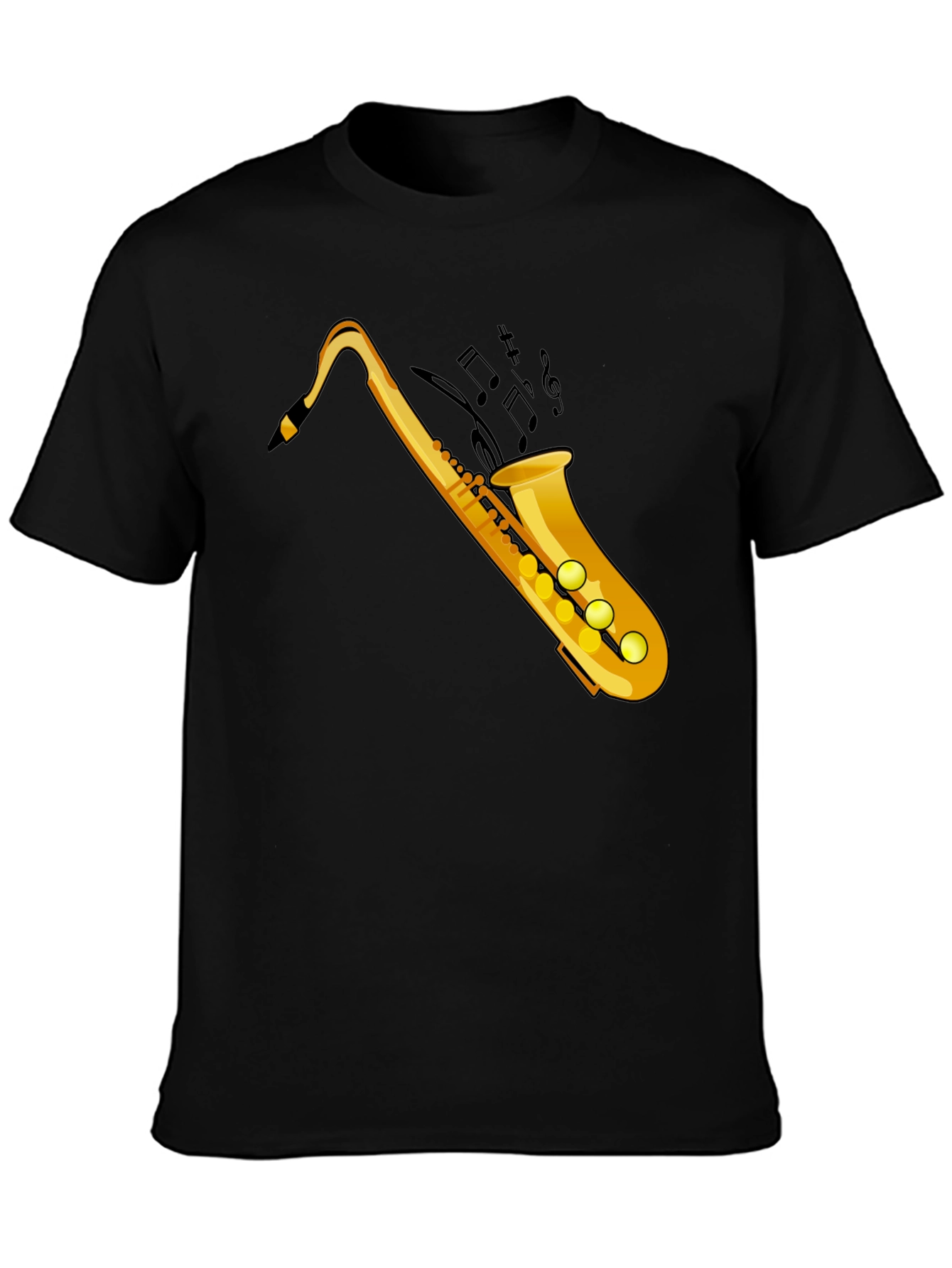 Black Saxophone Graphic T-Shirt - Musical Instrument Tee view 3