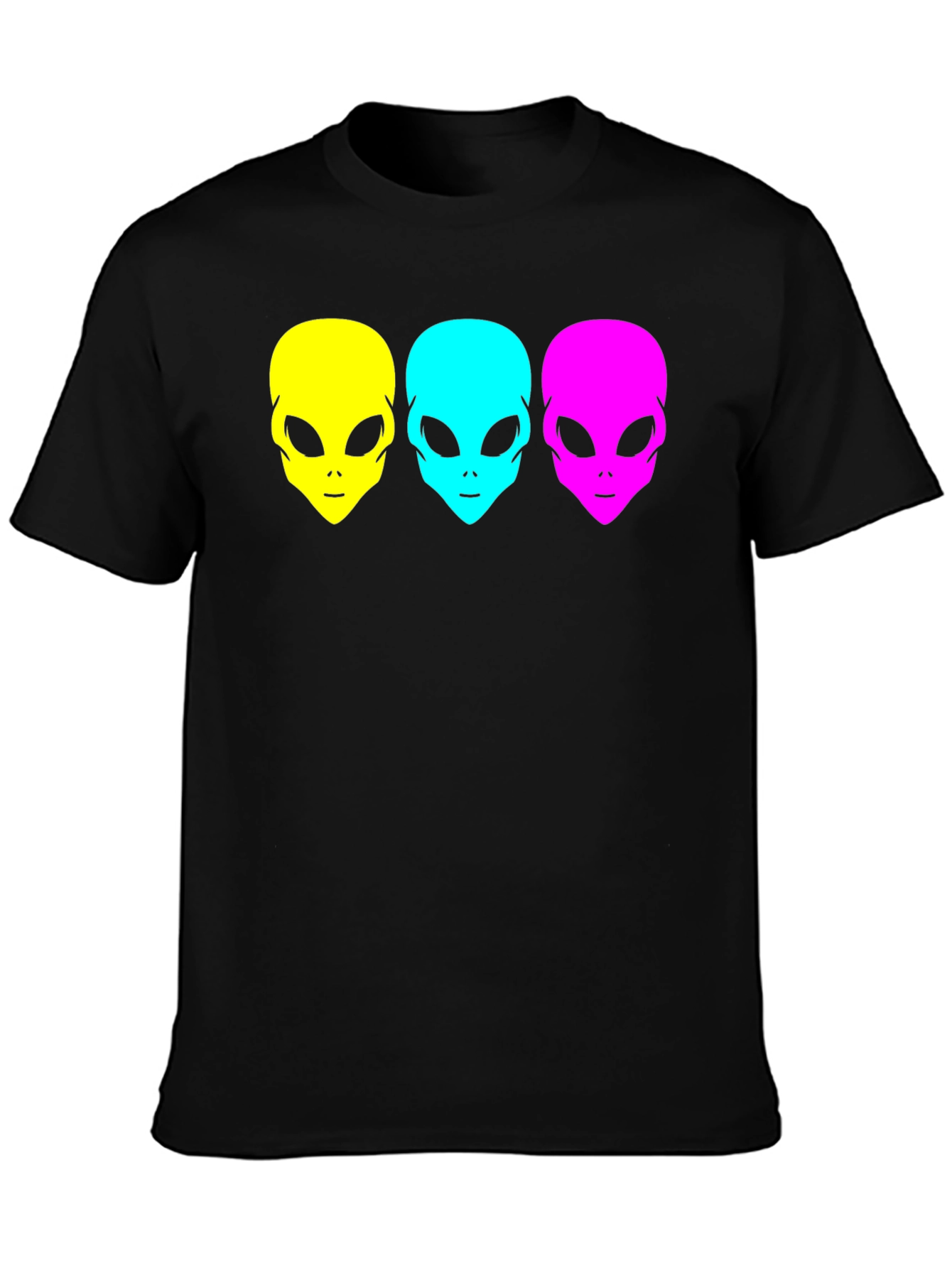 Black Alien Head Graphic Tee - Black Unisex T-Shirt view 3