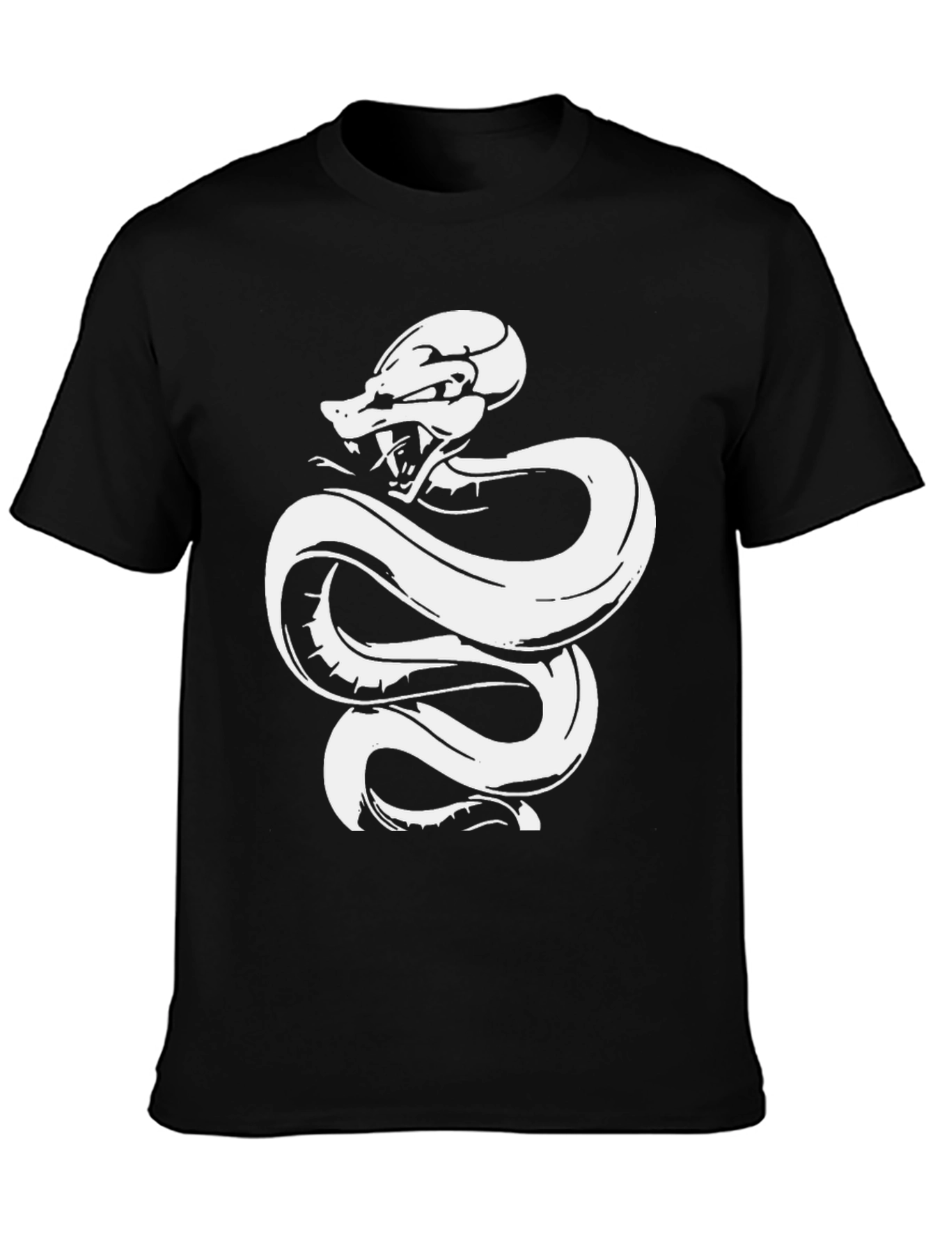 Black Black Tee with White Snake Graphic view 3