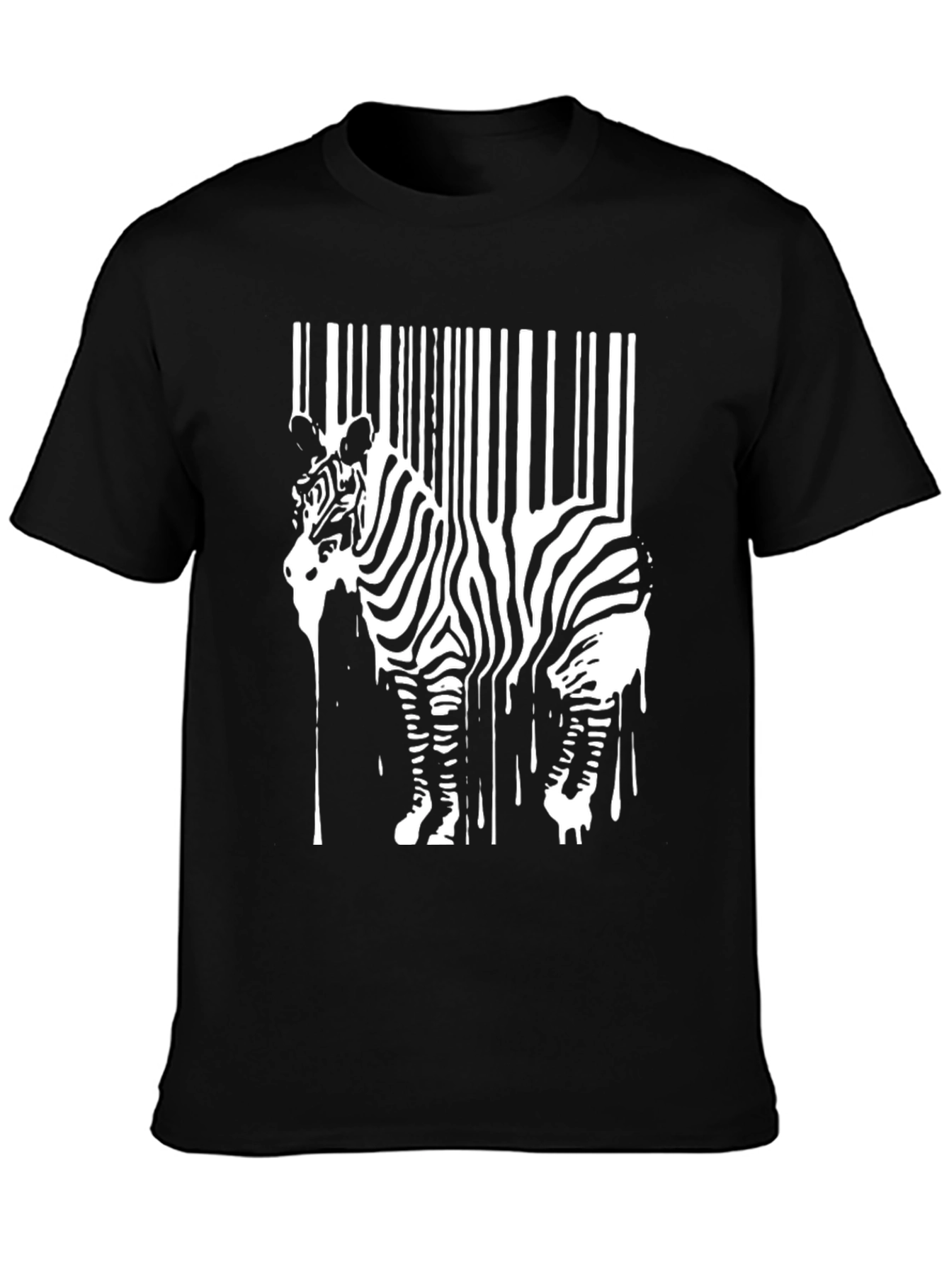 Black Zebra Barcode Graphic T-Shirt - Unique Art Tee view 3