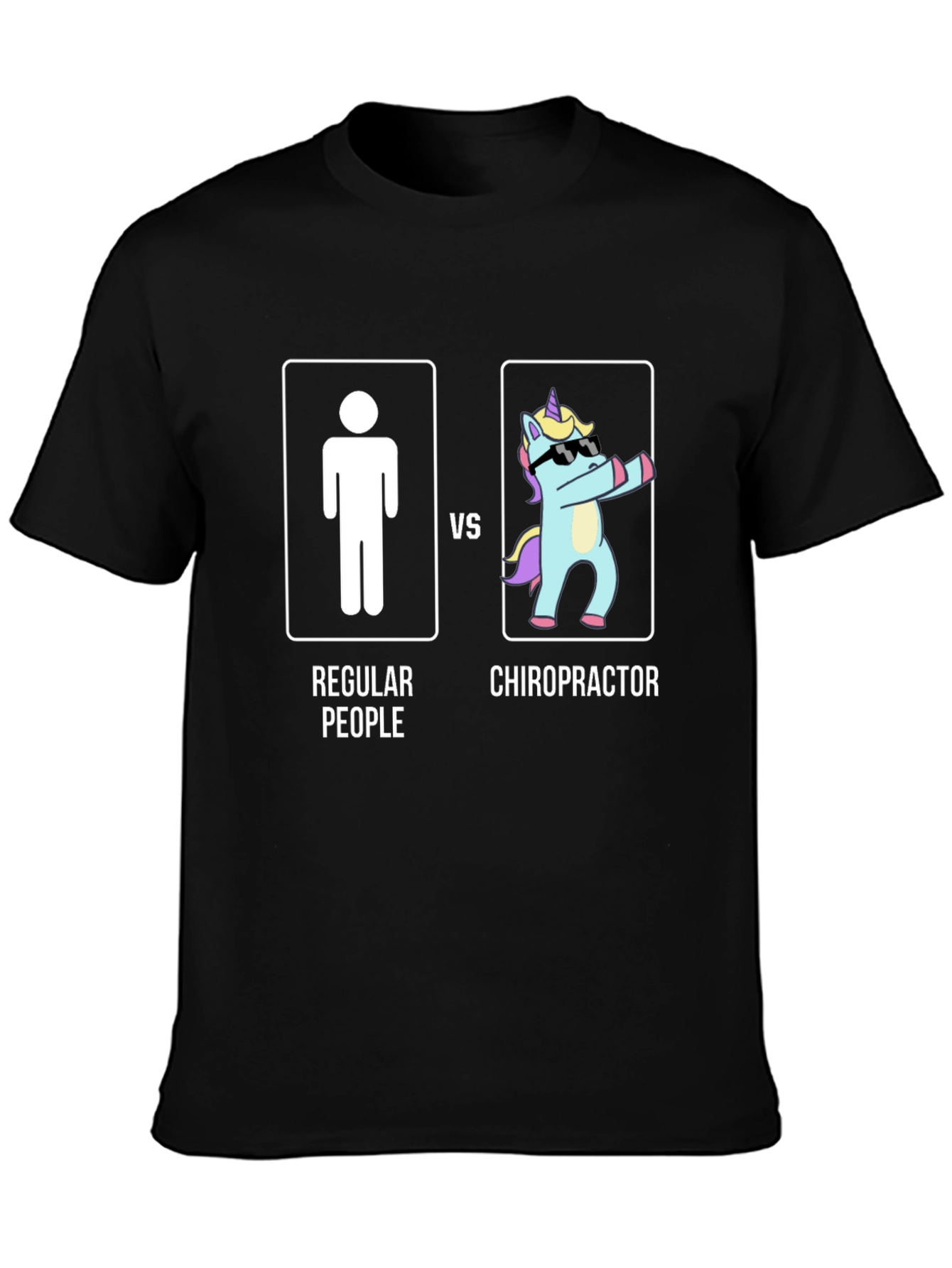Black Chiropractor vs Regular People T-Shirt - Funny Graphic Tee view 3