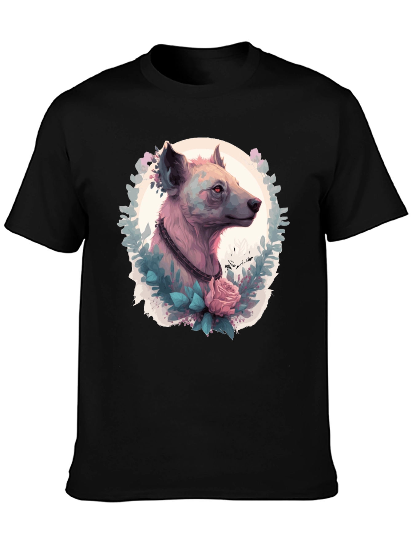 Black Hyena Portrait T-Shirt - Unique Animal Graphic Tee view 3