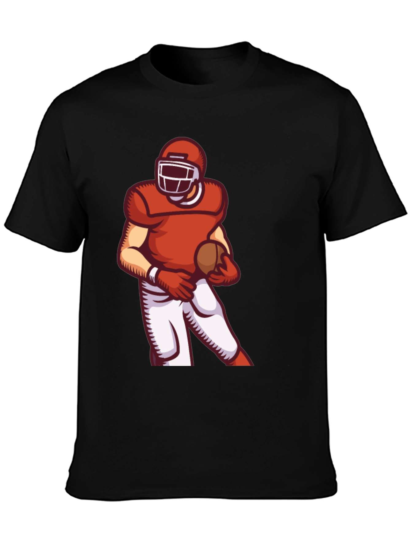 Black Football Player Graphic Tee - Sporty Black T-Shirt view 3