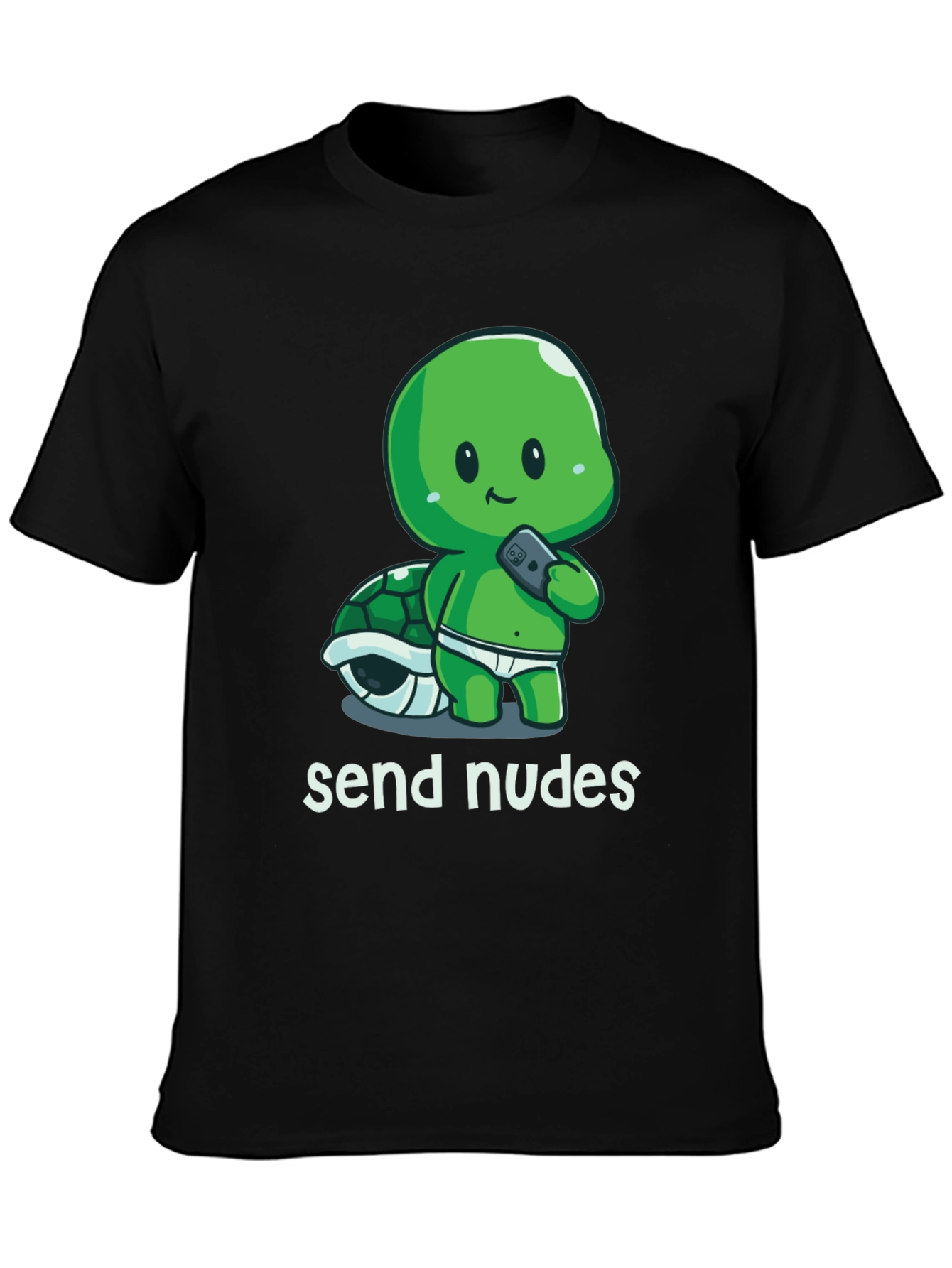 Black Send Nudes Turtle T-Shirt - Funny Graphic Tee view 3
