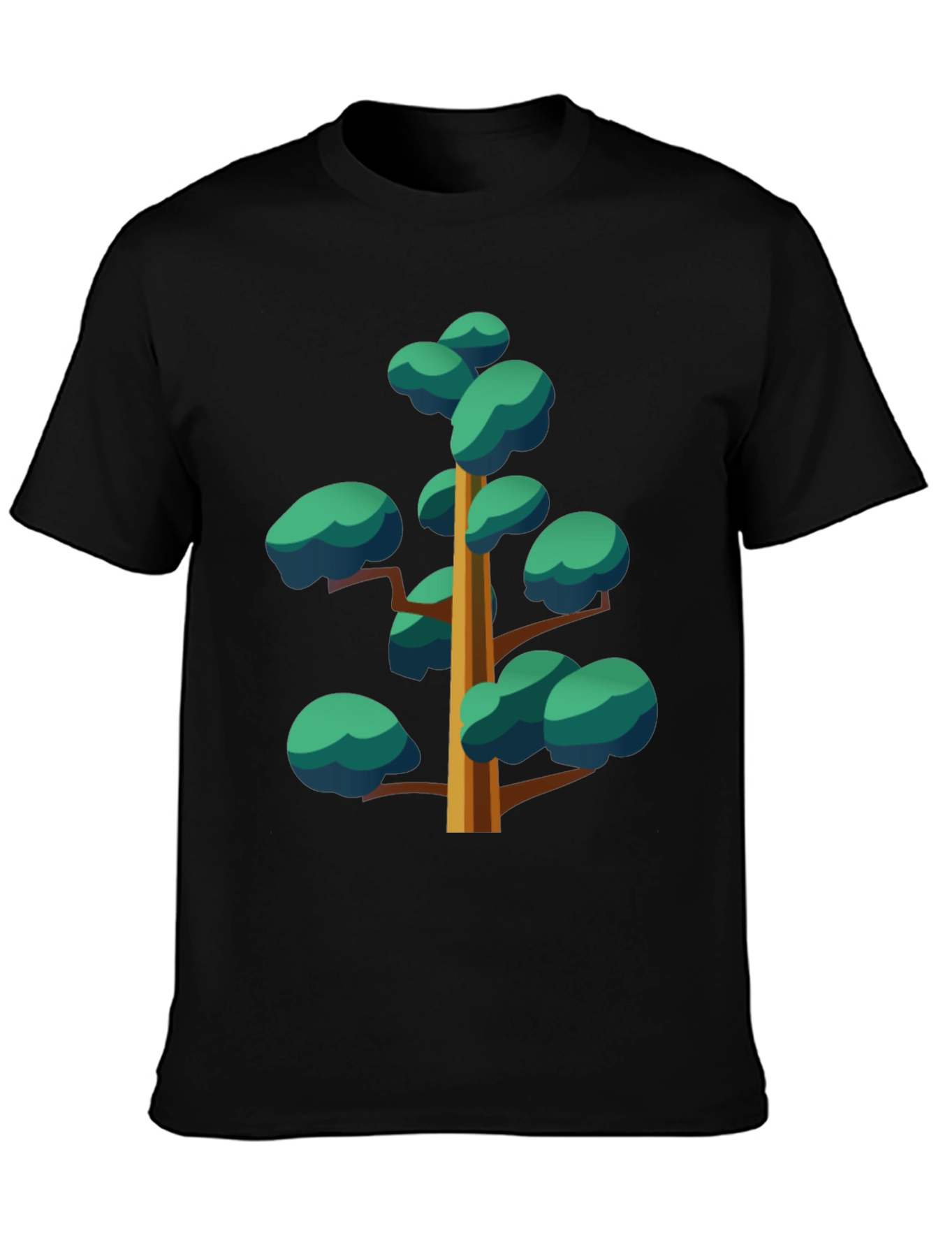 Black Cartoon Tree Graphic Black Tee view 3