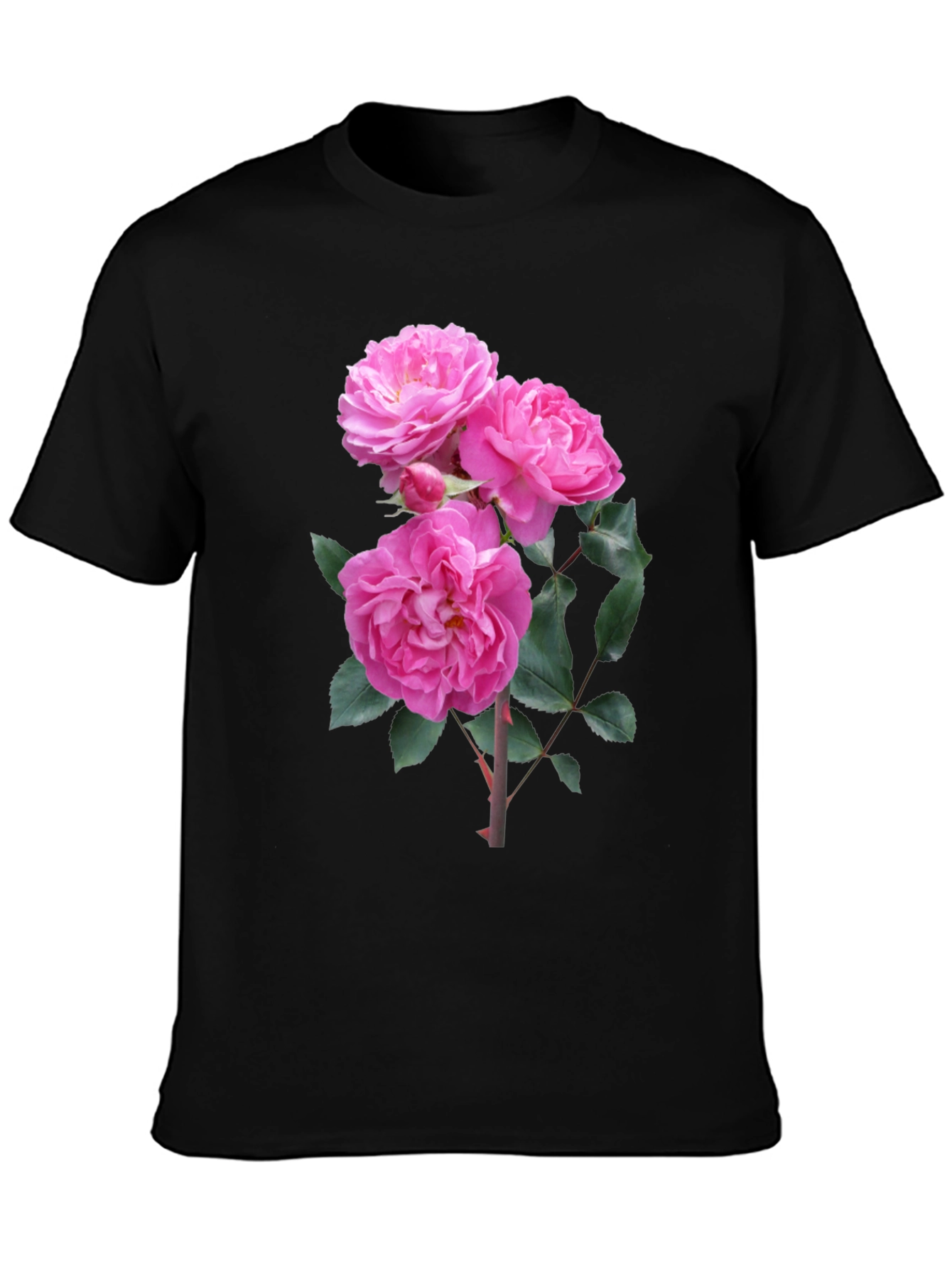 Black Floral Print Black T-Shirt view 3