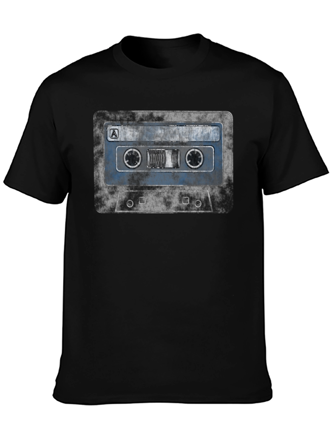 Black Retro Cassette Tape Graphic Tee - Vintage Music Lover Shirt view 3