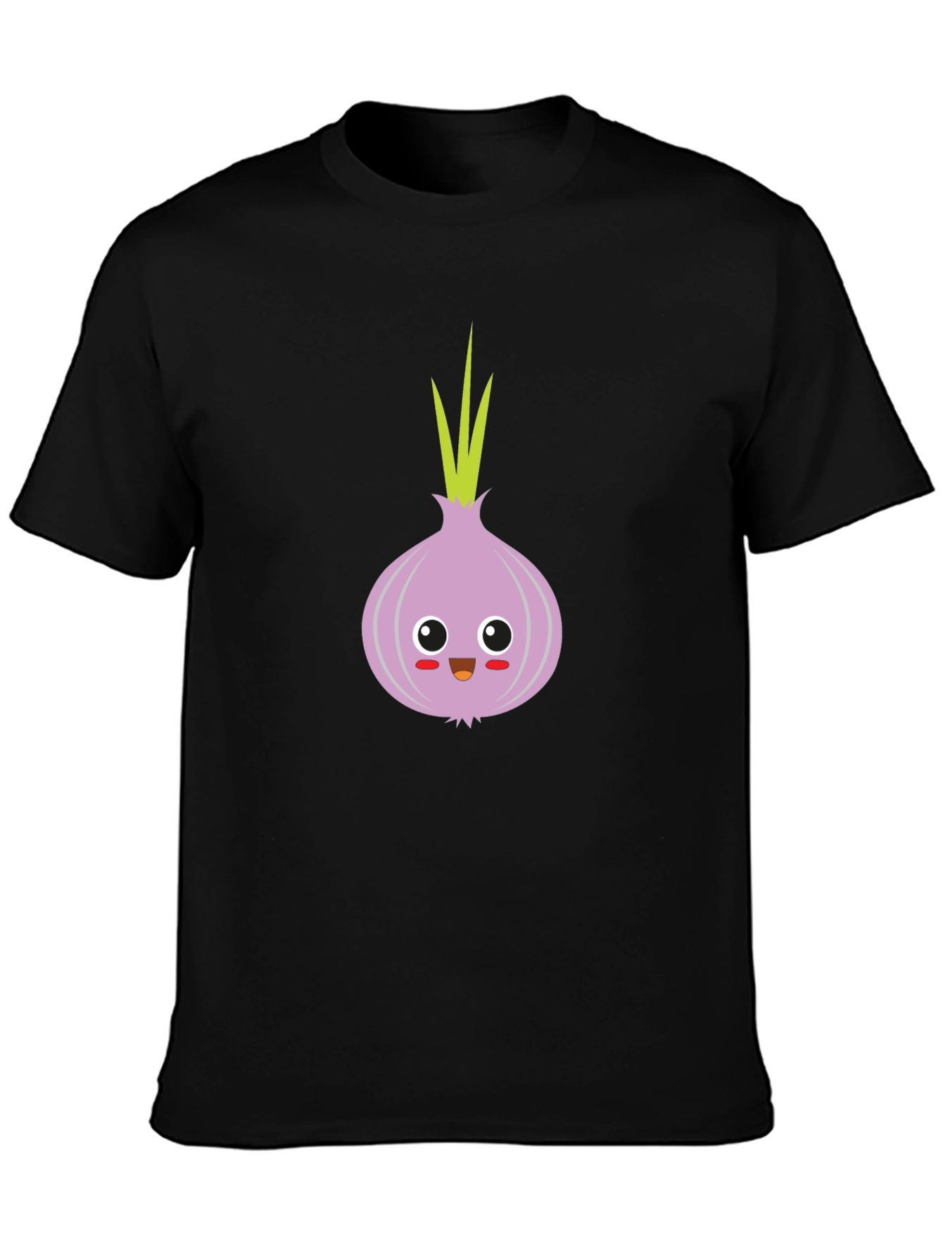 Black Cute Onion Cartoon T-Shirt - Fun & Unique Design view 3