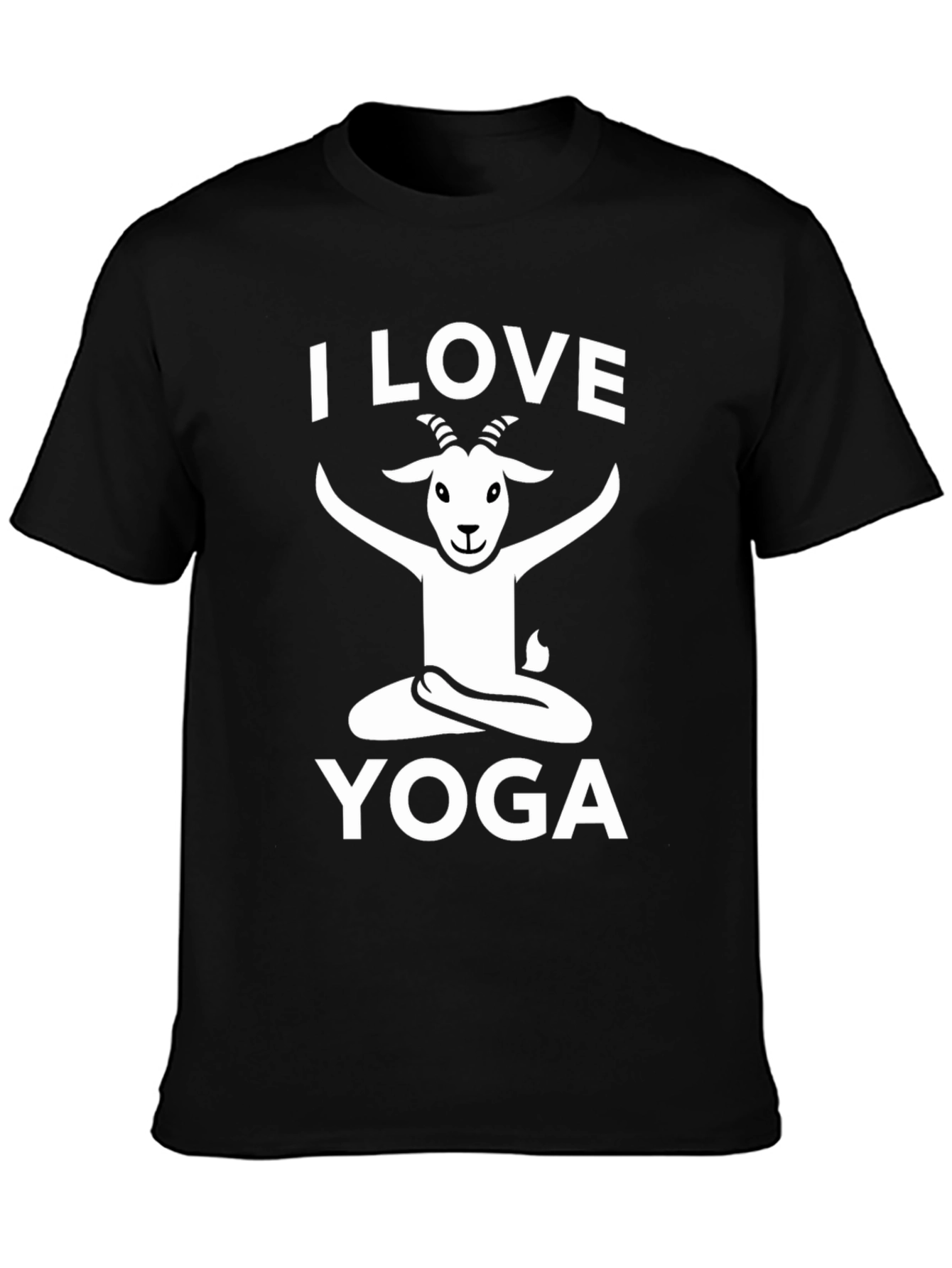 Black I Love Yoga Goat T-Shirt - Funny Graphic Tee view 3