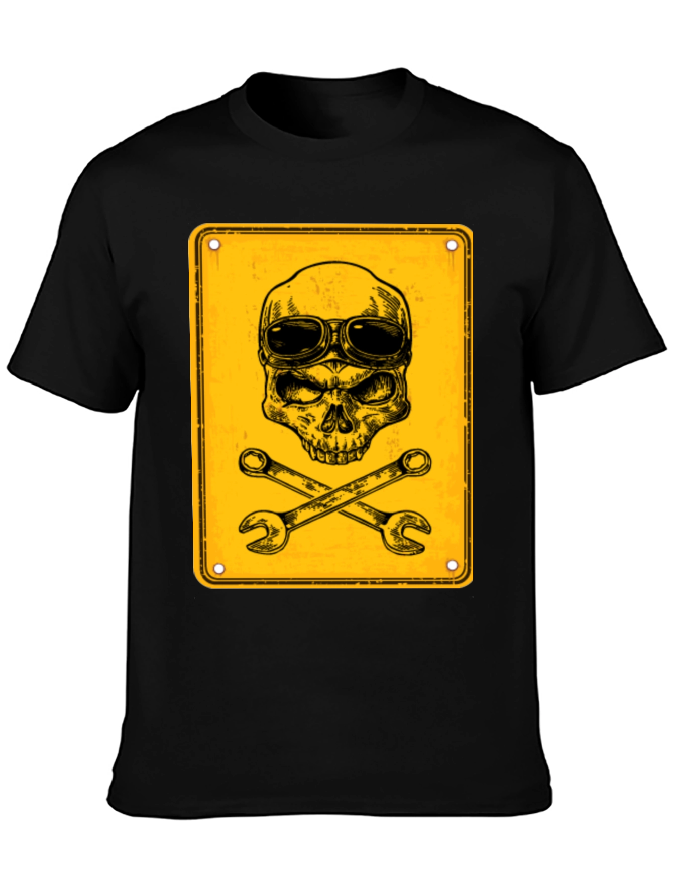 Black Skull & Wrenches Graphic T-Shirt - Mechanic Style view 3